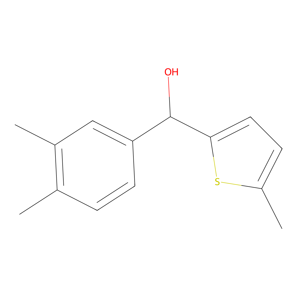 (3,4-Dimethylphenyl)(5-methylthiophen-2-yl)methanol molecular structure, CAS 1247238-68-1