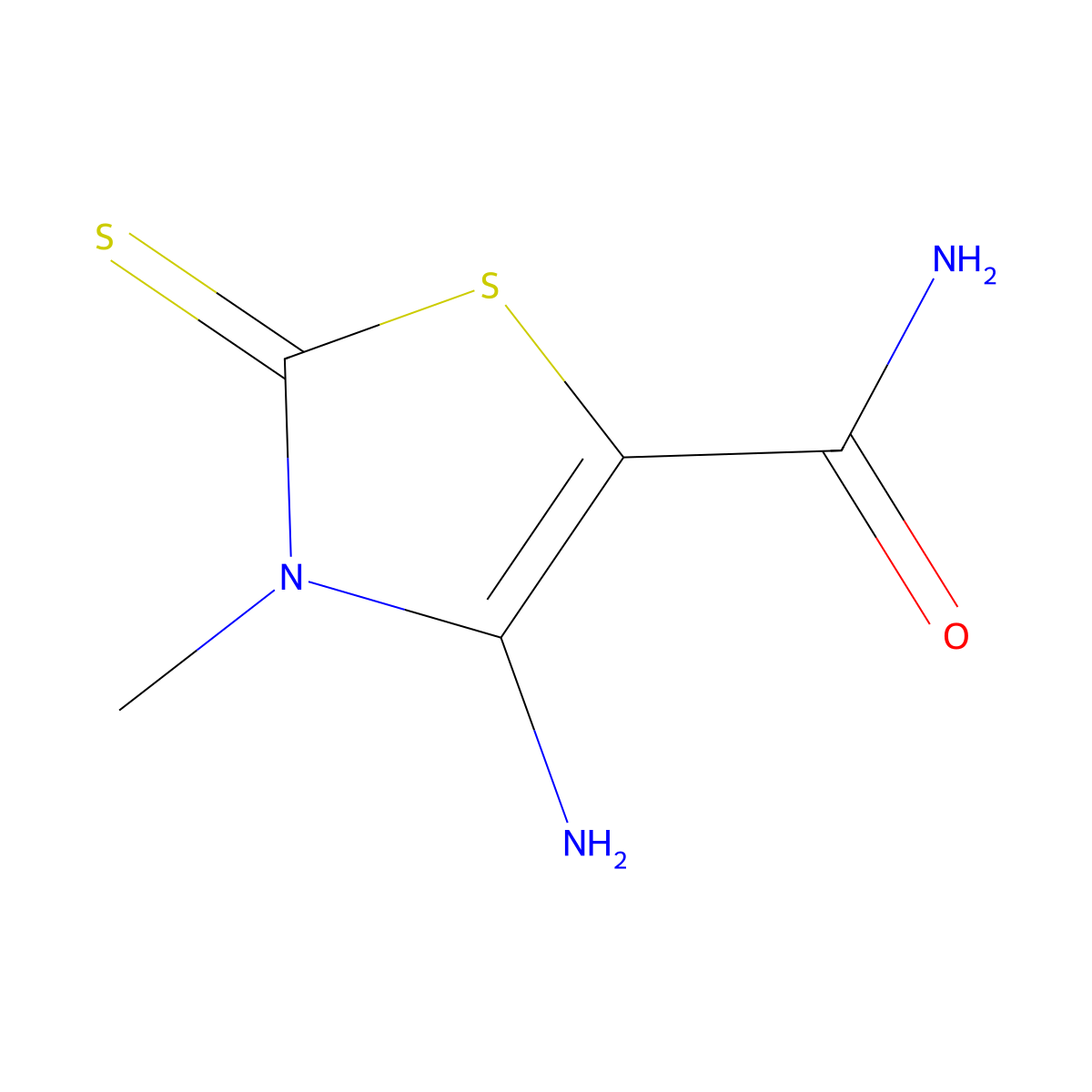 4-Amino-3-methyl-2-thioxo-2,3-dihydro-1,3-thiazole-5-carboxamide molecular structure, CAS 124724-65-8