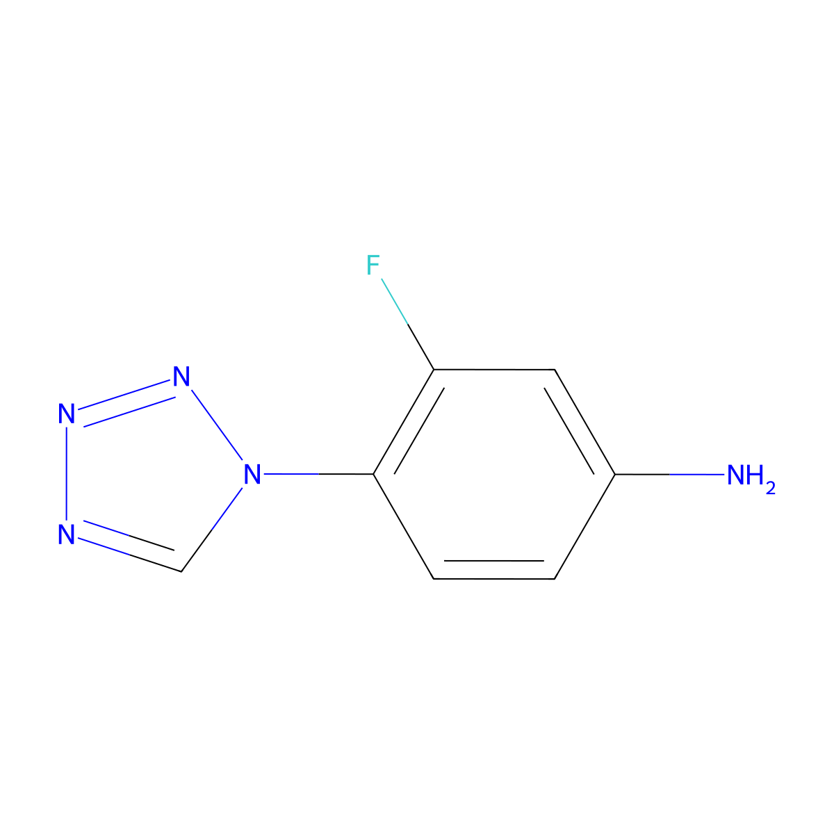 3-fluoro-4-(1H-1,2,3,4-tetrazol-1-yl)aniline molecular structure, CAS 1247241-42-4
