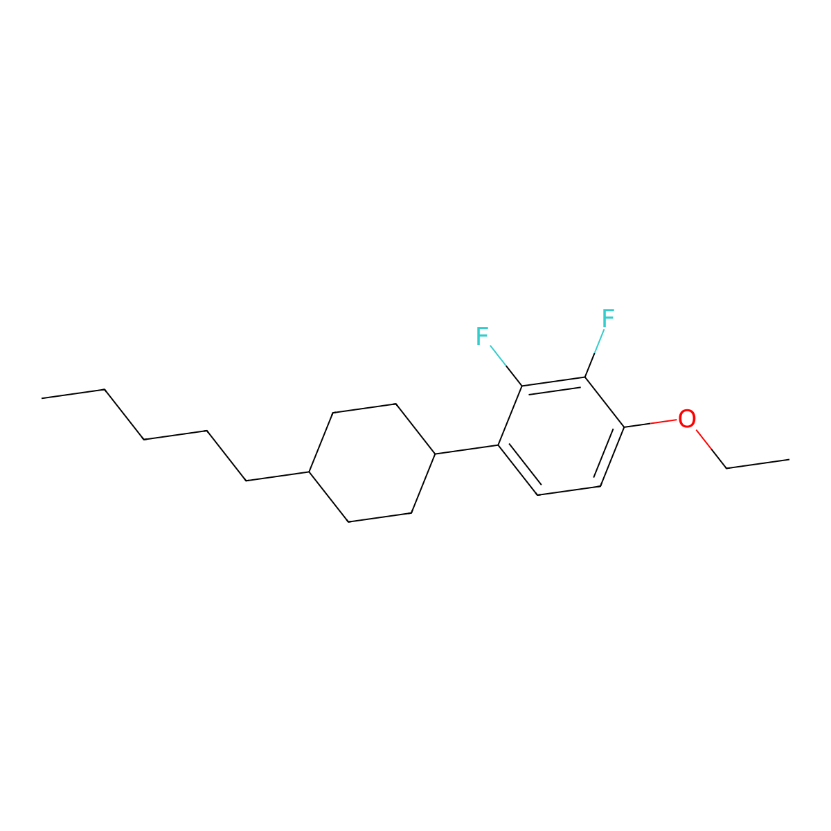 Benzene, 1-ethoxy-2,3-difluoro-4-(trans-4-pentylcyclohexyl)- molecular structure, CAS 124729-02-8