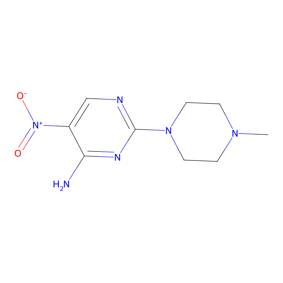 2-(4-Methylpiperazin-1-yl)-5-nitropyrimidin-4-amine molecular structure, CAS 124732-29-2