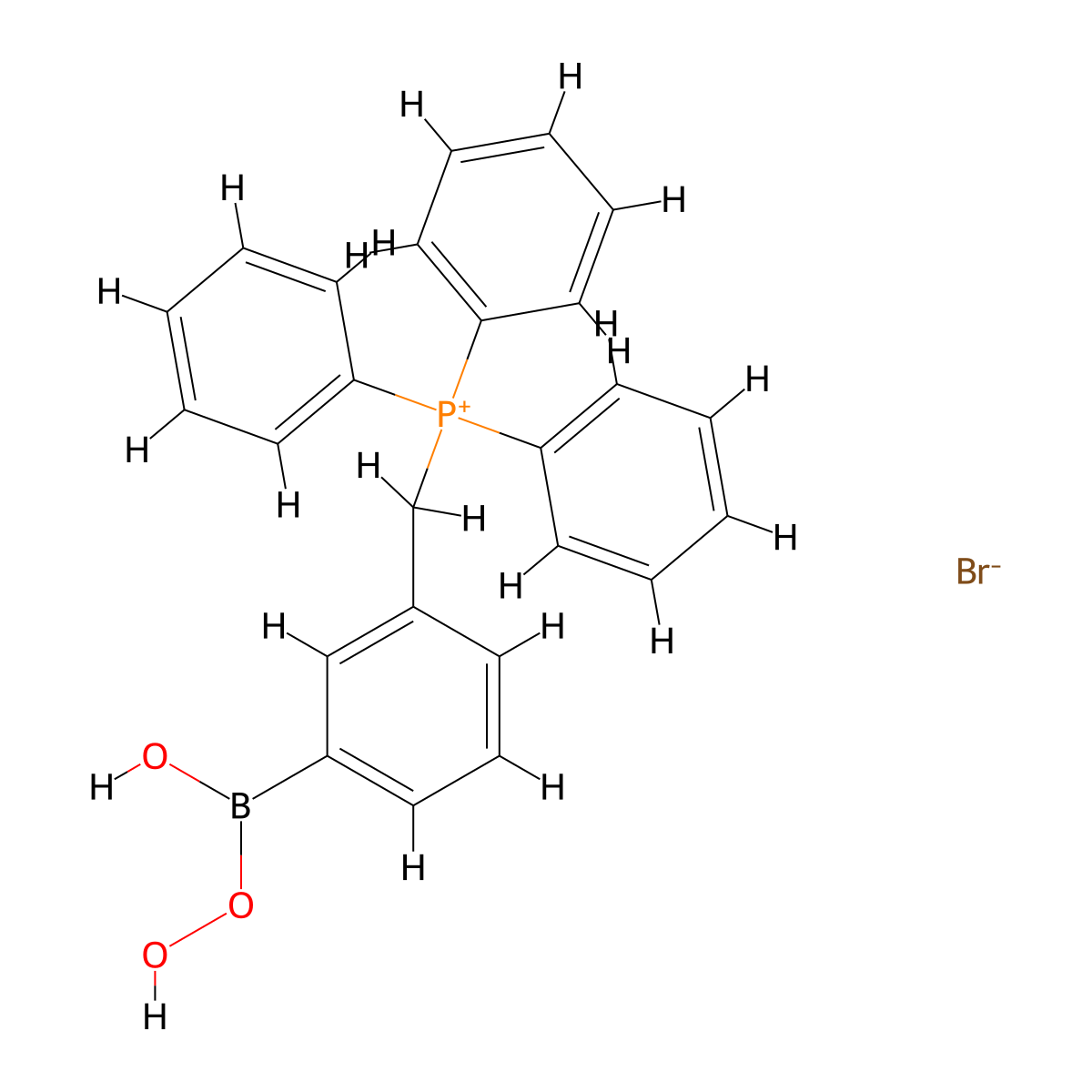 [3-[Hydroperoxy(hydroxy)boranyl]phenyl]methyl-triphenylphosphanium;bromide molecular structure, CAS 1247338-10-8