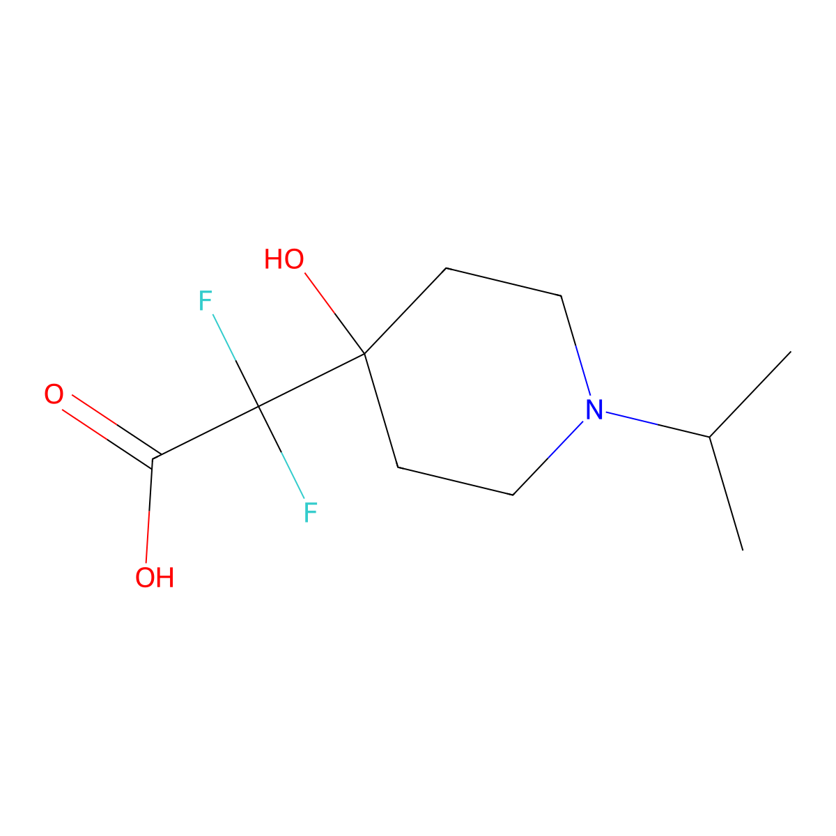 2,2-Difluoro-2-(4-hydroxy-1-isopropylpiperidin-4-yl)acetic acid molecular structure, CAS 1247339-09-8