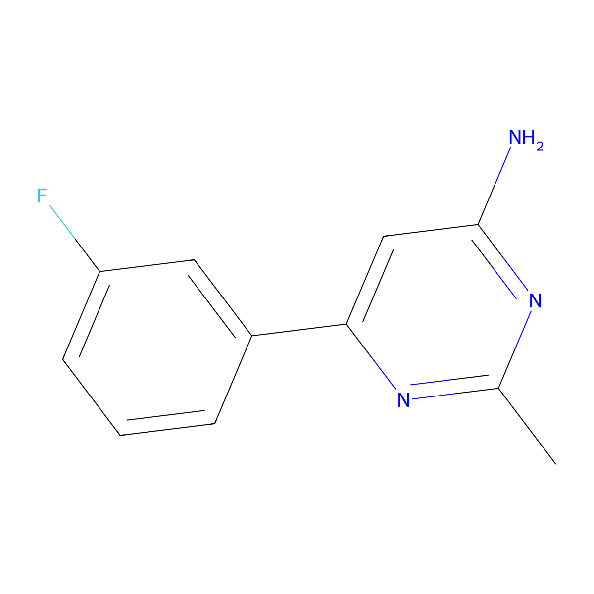 6-(3-Fluorophenyl)-2-methylpyrimidin-4-amine molecular structure, CAS 1247340-73-3