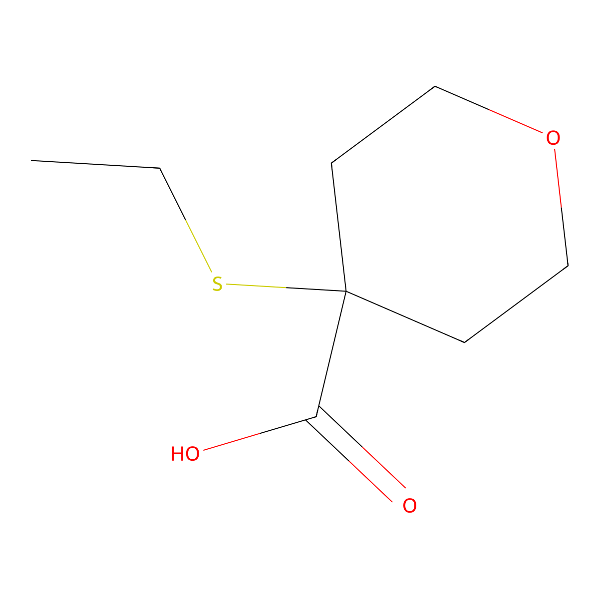 4-(Ethylthio)tetrahydro-2h-pyran-4-carboxylic acid molecular structure, CAS 1247341-86-1