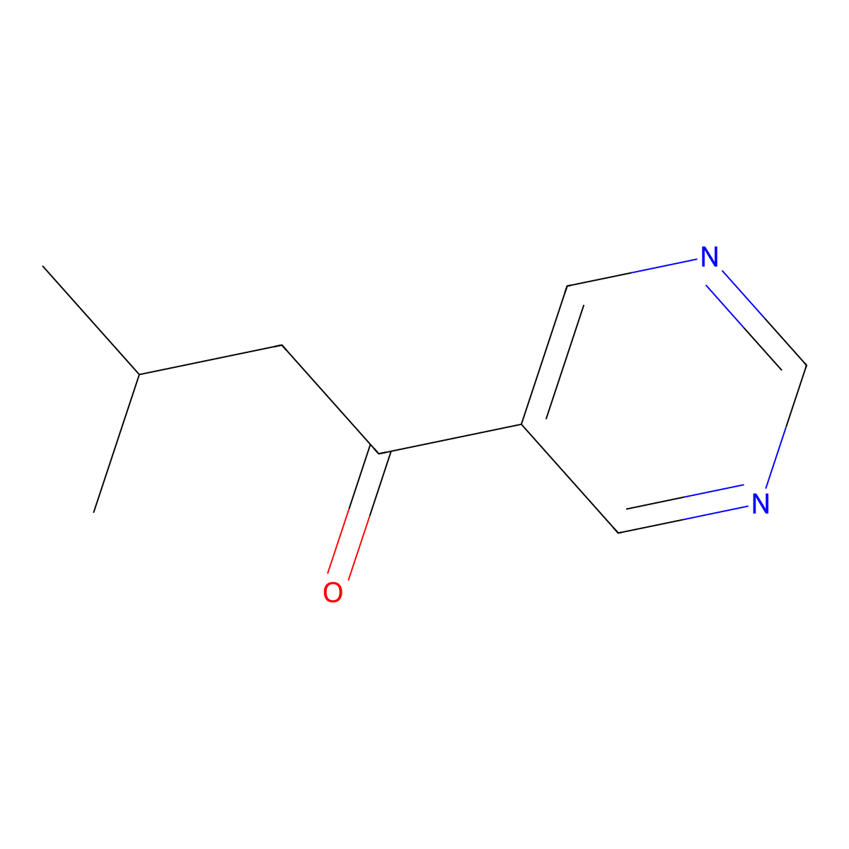 3-Methyl-1-(pyrimidin-5-yl)butan-1-one molecular structure, CAS 1247342-57-9