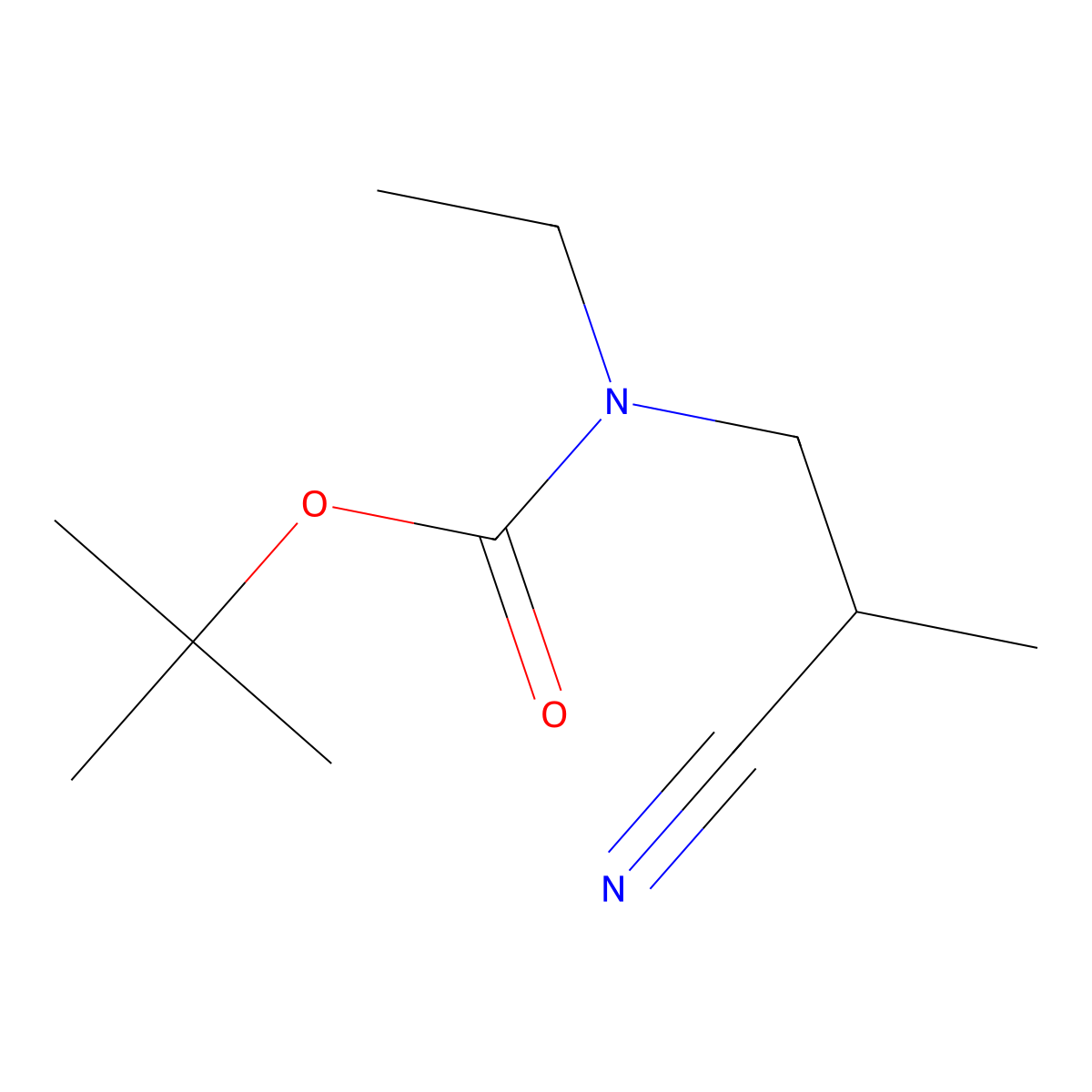 tert-butyl N-(2-cyano-2-methylethyl)-N-ethylcarbamate molecular structure, CAS 1247355-42-5
