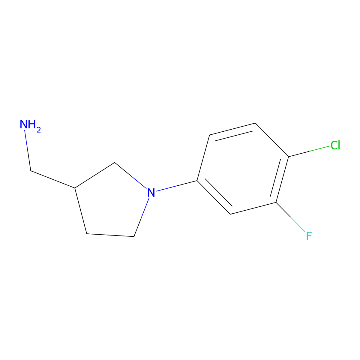[1-(4-Chloro-3-fluorophenyl)pyrrolidin-3-yl]methanamine molecular structure, CAS 1247357-23-8
