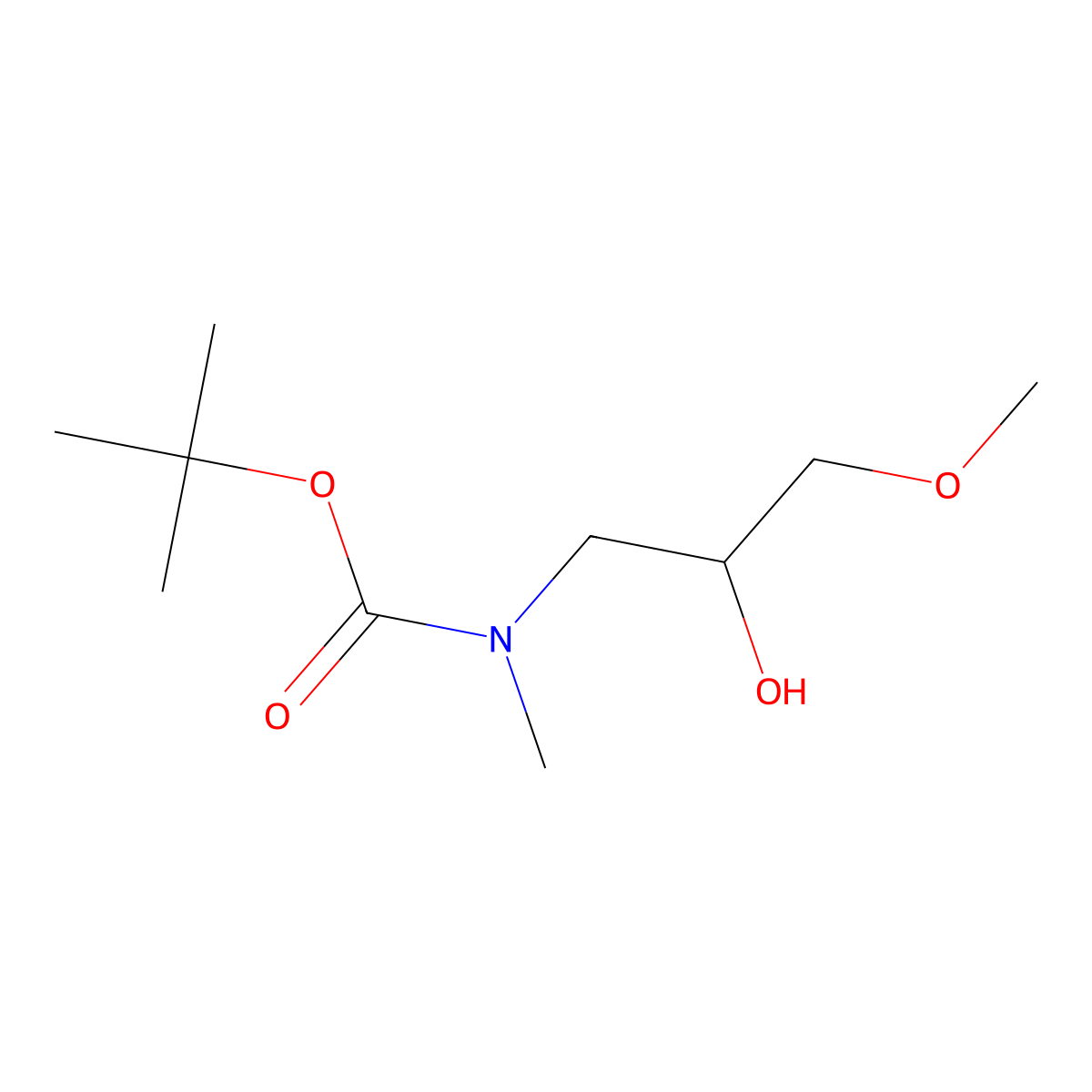 Tert-butyl (2-hydroxy-3-methoxypropyl)(methyl)carbamate molecular structure, CAS 1247358-27-5