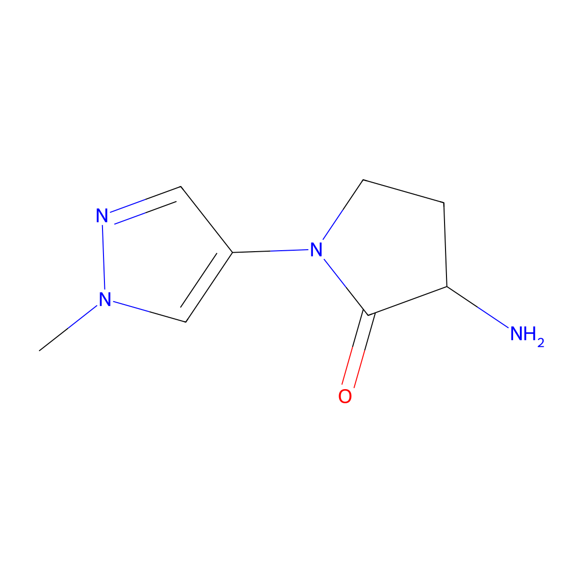 3-amino-1-(1-methyl-1H-pyrazol-4-yl)pyrrolidin-2-one molecular structure, CAS 1247359-59-6