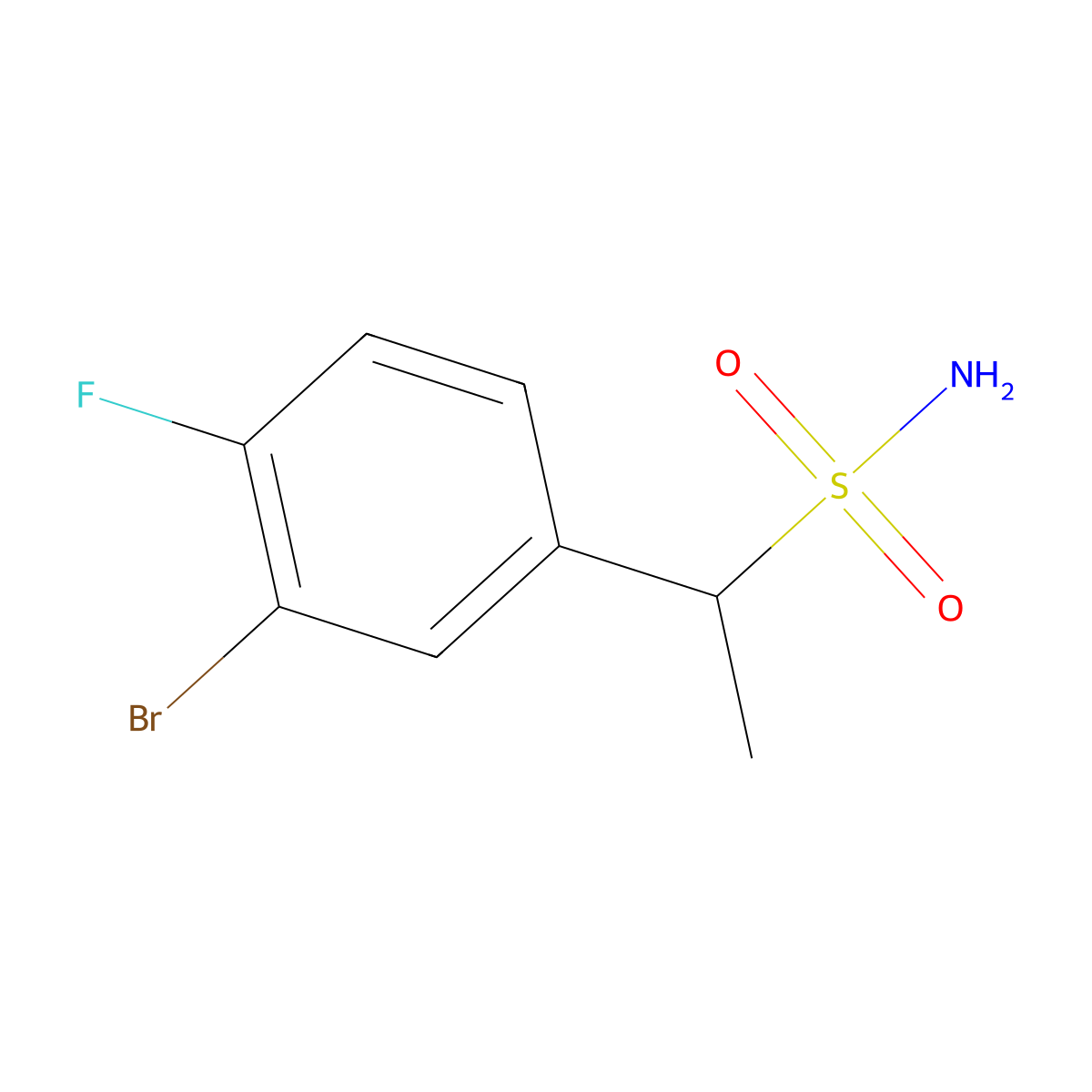 1-(3-Bromo-4-fluorophenyl)ethane-1-sulfonamide molecular structure, CAS 1247359-74-5
