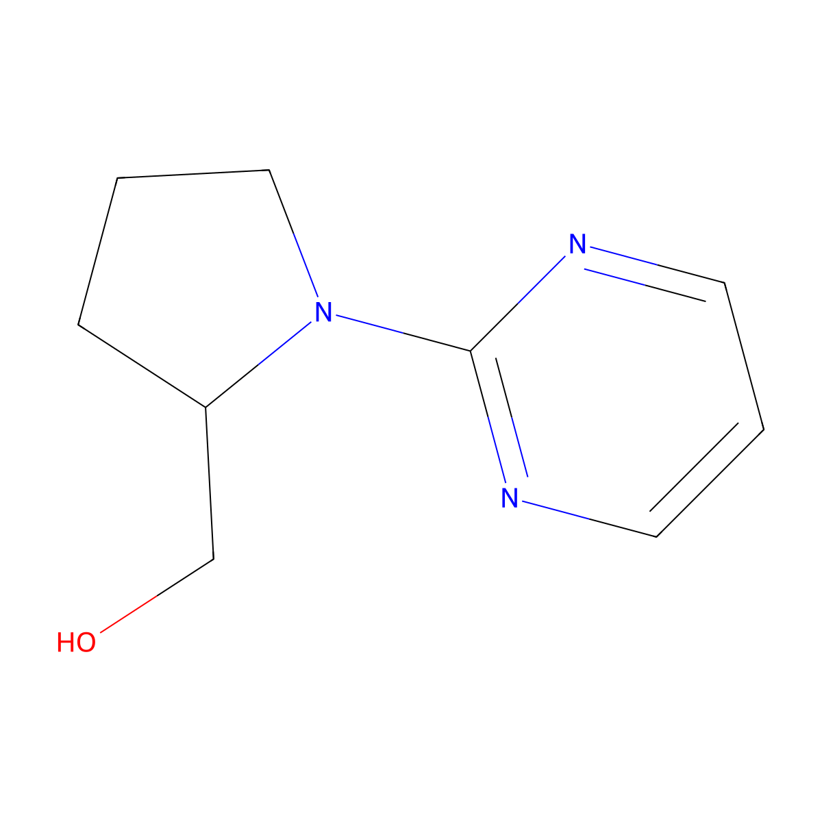 (1-(Pyrimidin-2-yl)pyrrolidin-2-yl)methanol molecular structure, CAS 1247361-25-6