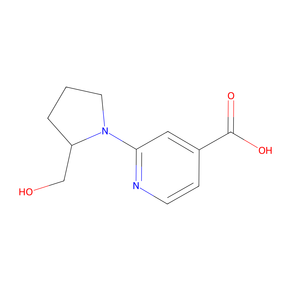 2-[2-(Hydroxymethyl)pyrrolidin-1-yl]pyridine-4-carboxylic acid molecular structure, CAS 1247361-28-9