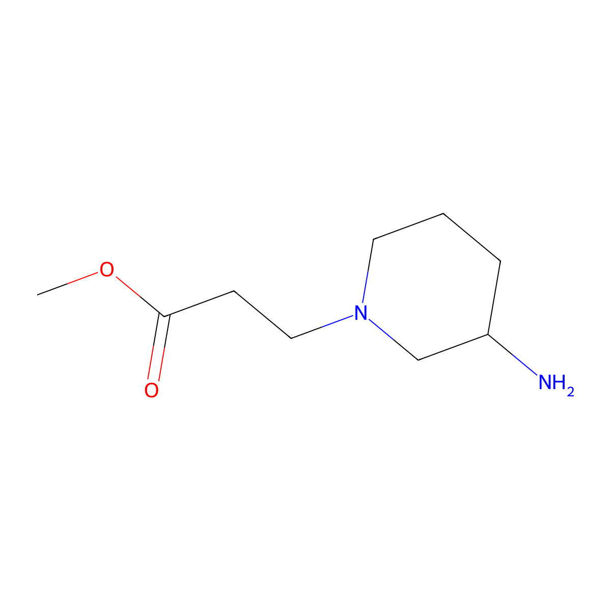 Methyl 3-(3-aminopiperidin-1-yl)propanoate molecular structure, CAS 1247361-55-2