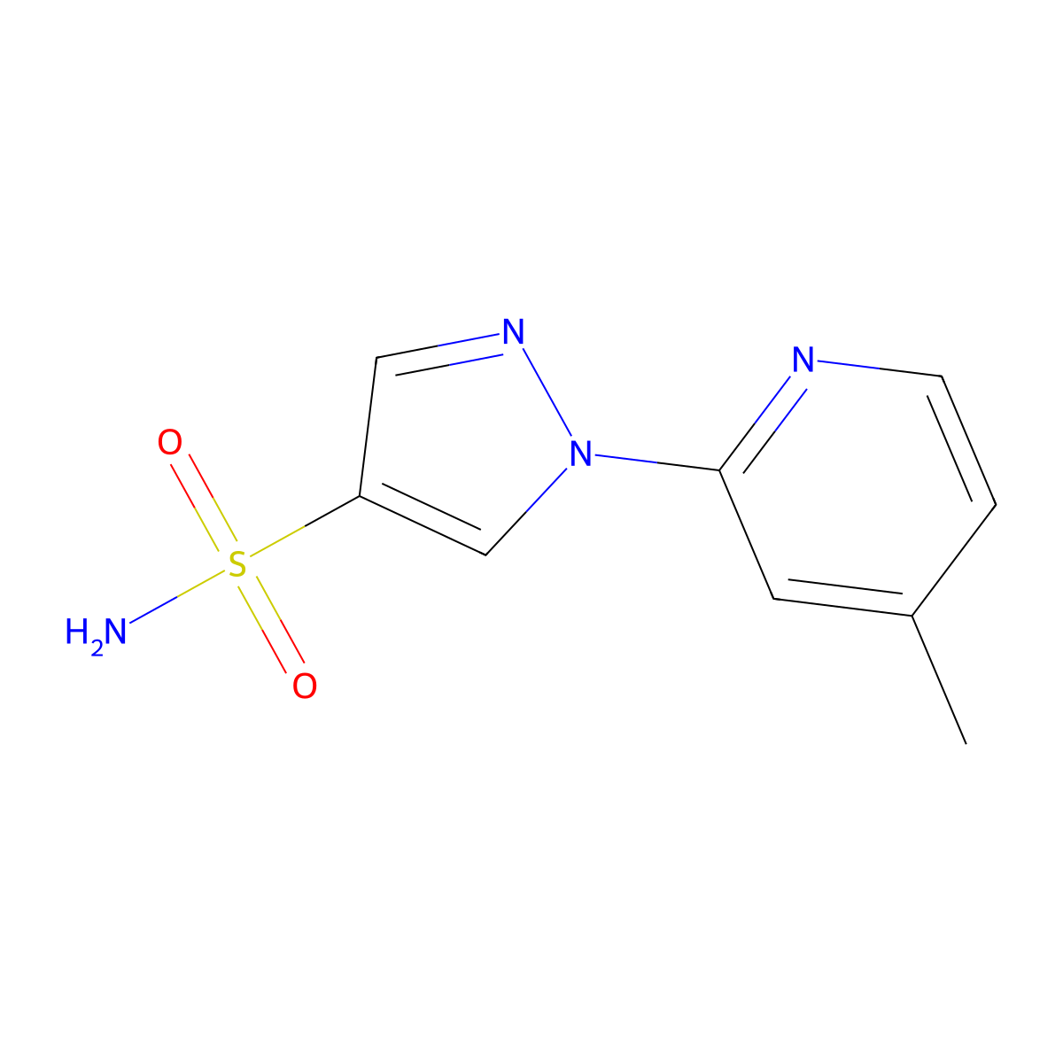 1-(4-methylpyridin-2-yl)-1H-pyrazole-4-sulfonamide molecular structure, CAS 1247362-63-5