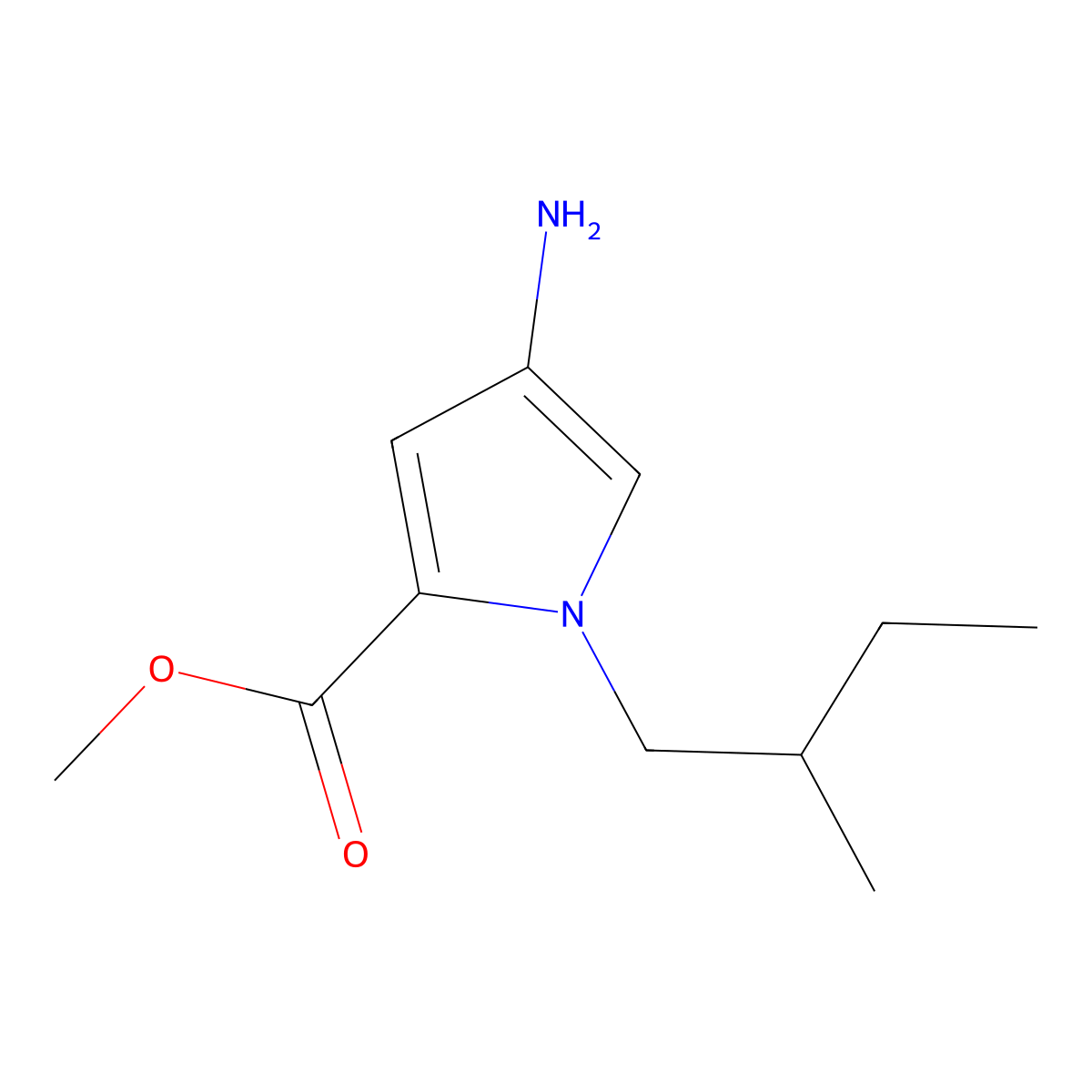 Methyl 4-amino-1-(2-methylbutyl)-1h-pyrrole-2-carboxylate molecular structure, CAS 1247366-57-9