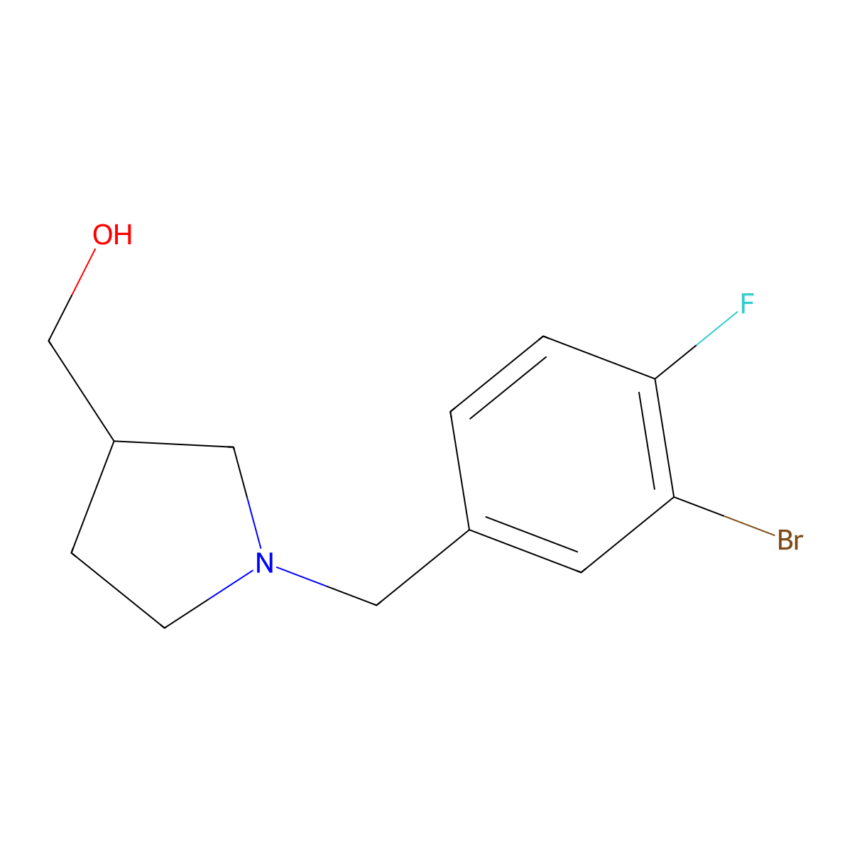 (1-(3-Bromo-4-fluorobenzyl)pyrrolidin-3-yl)methanol molecular structure, CAS 1247368-14-4