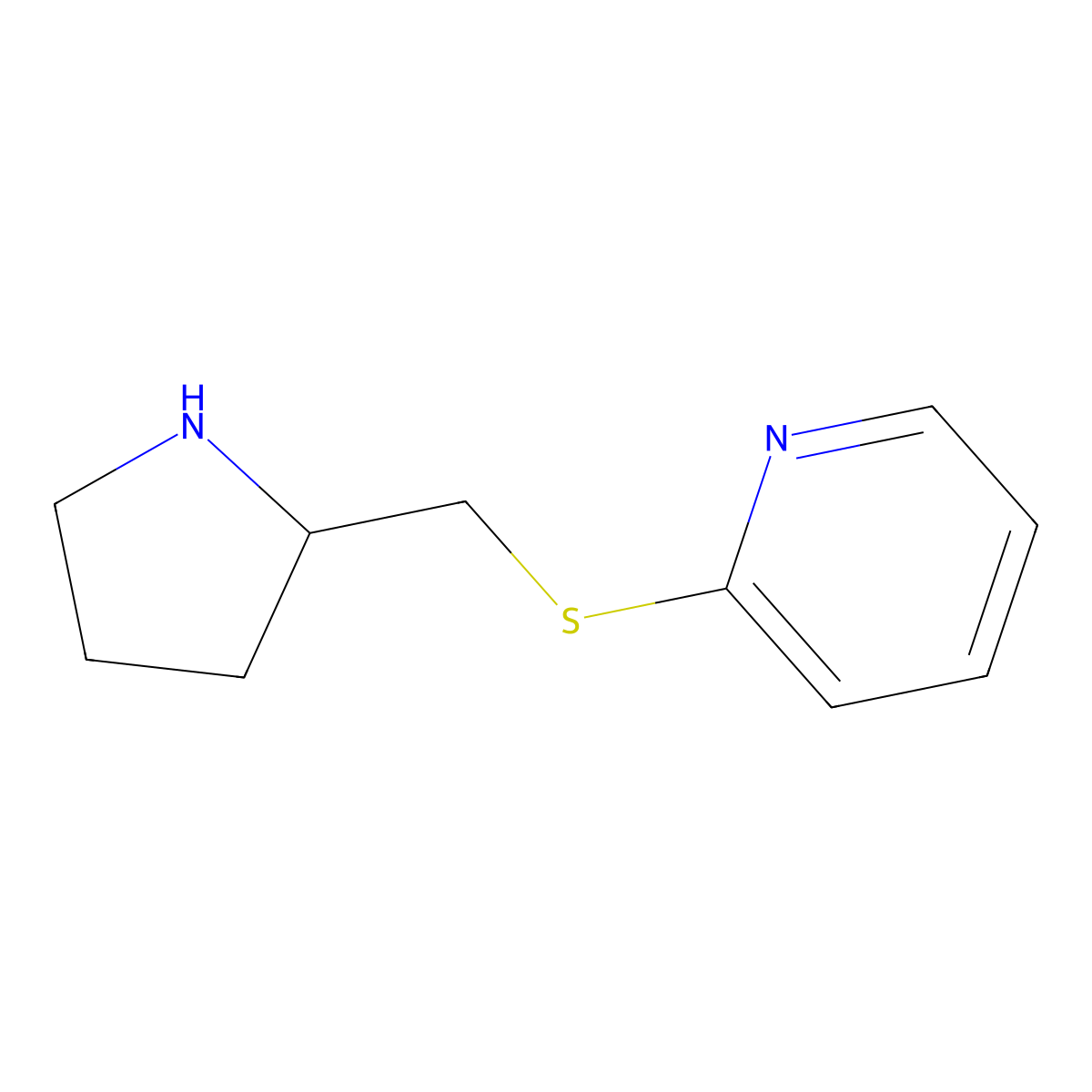 2-{[(Pyrrolidin-2-yl)methyl]sulfanyl}pyridine molecular structure, CAS 1247369-63-6