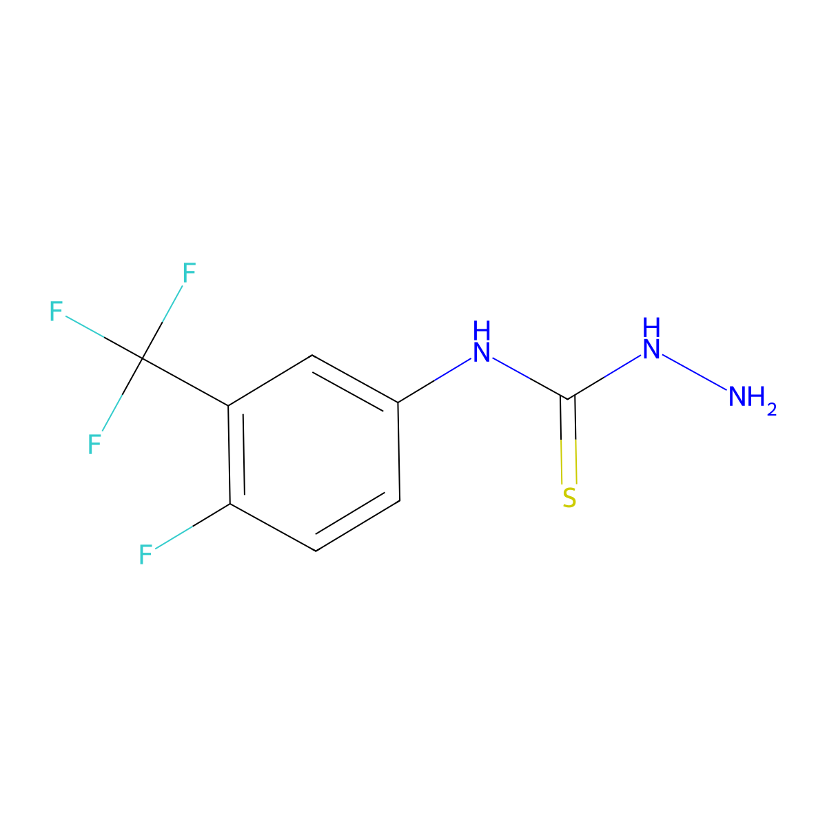 N-(4-Fluoro-3-(trifluoromethyl)phenyl)hydrazinecarbothioamide molecular structure, CAS 1247371-27-2