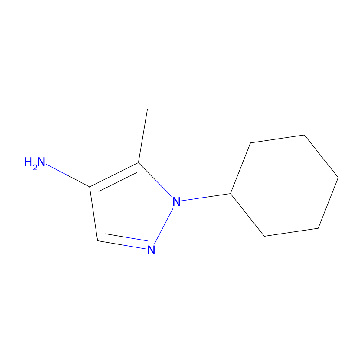 1-cyclohexyl-5-methyl-1H-pyrazol-4-amine molecular structure, CAS 1247372-77-5