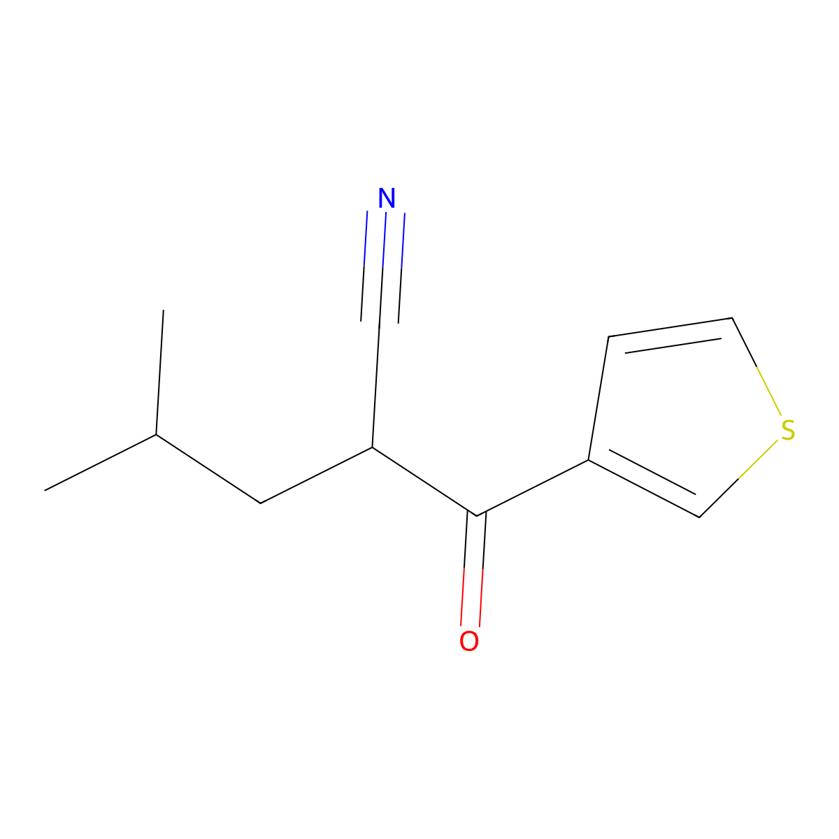 4-Methyl-2-(thiophene-3-carbonyl)pentanenitrile molecular structure, CAS 1247377-80-5
