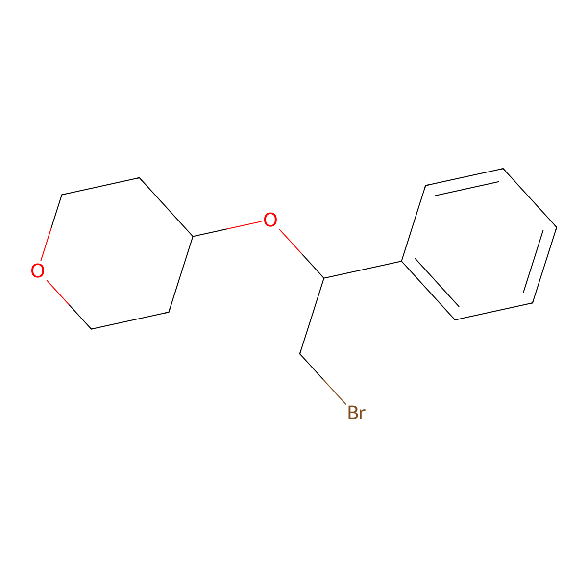 4-(2-Bromo-1-phenylethoxy)oxane molecular structure, CAS 1247379-03-8