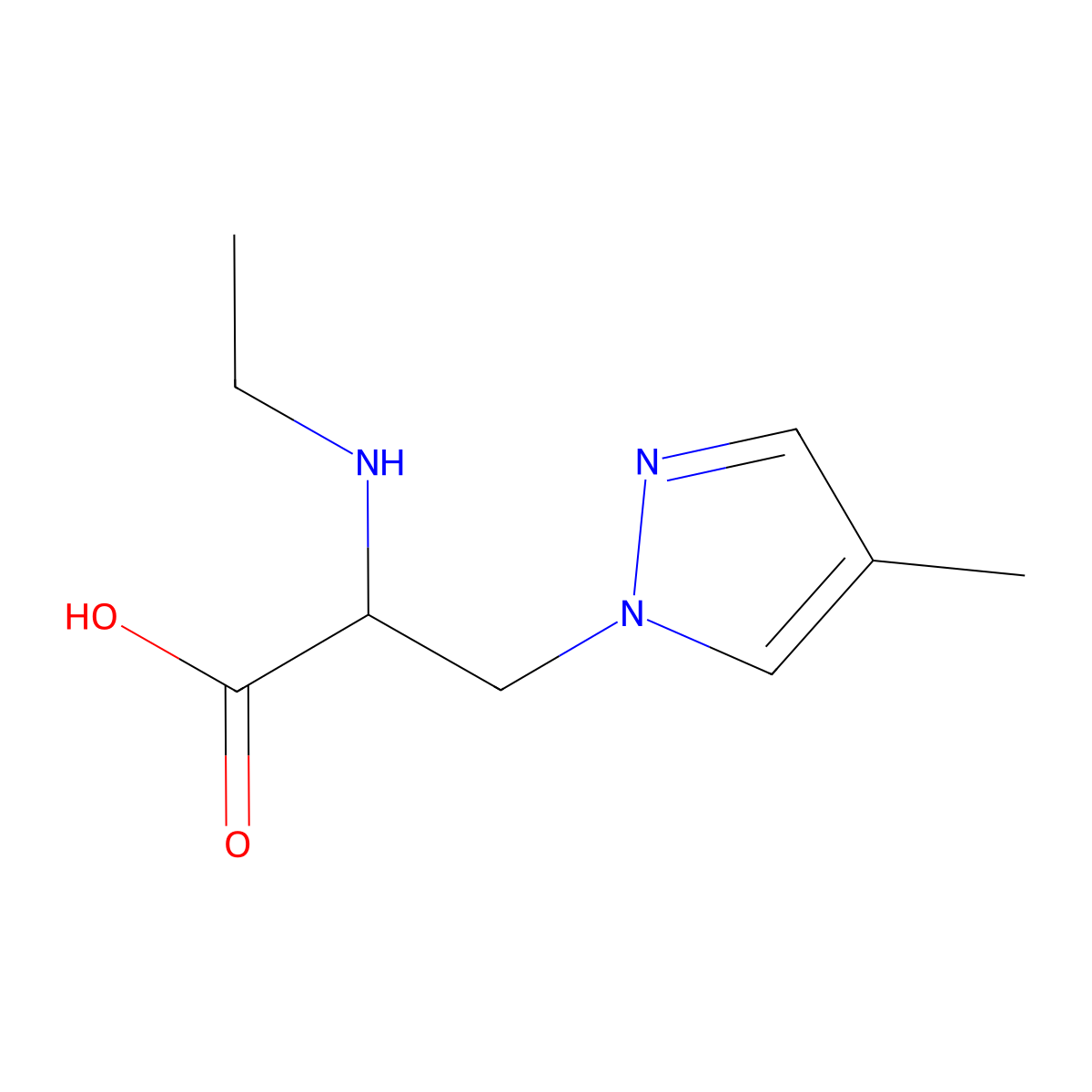 2-(Ethylamino)-3-(4-methyl-1h-pyrazol-1-yl)propanoic acid molecular structure, CAS 1247379-09-4