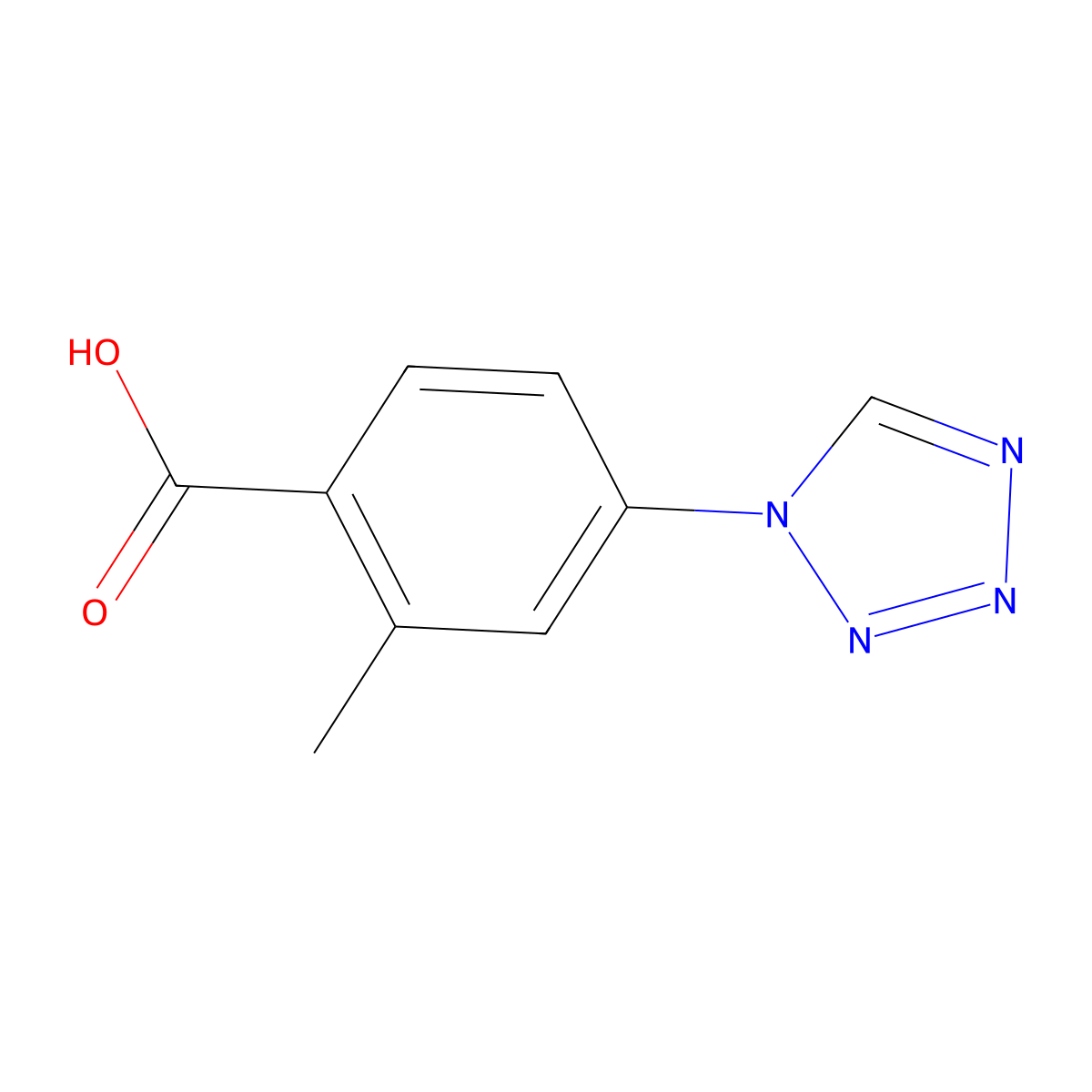 2-methyl-4-(1H-1,2,3,4-tetrazol-1-yl)benzoic acid molecular structure, CAS 1247379-61-8