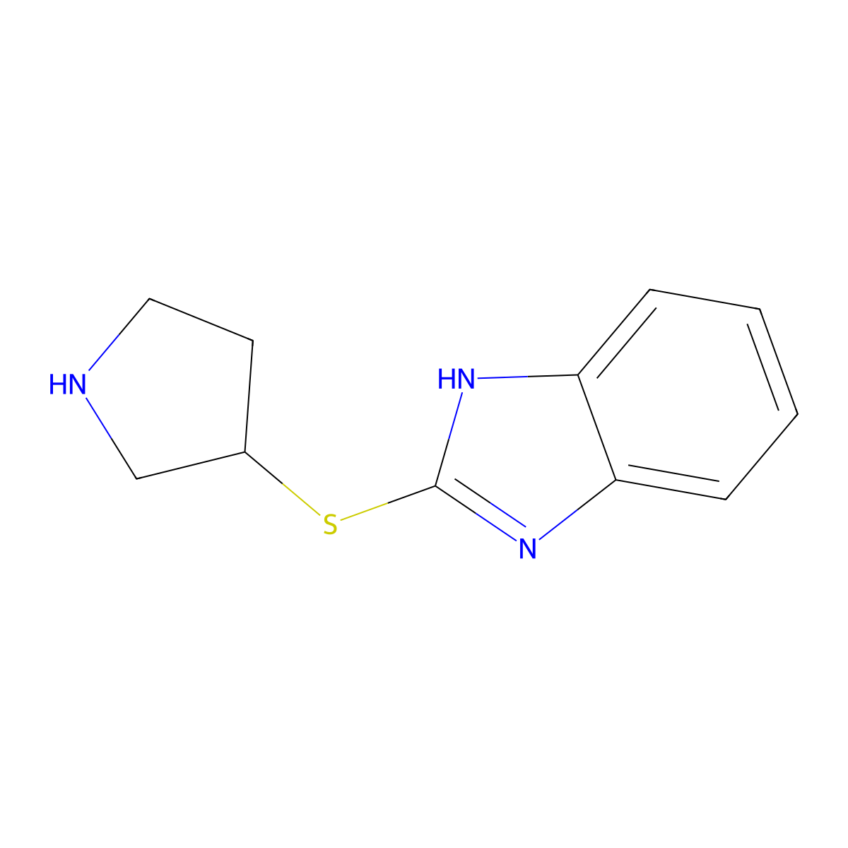 2-(Pyrrolidin-3-ylsulfanyl)-1H-1,3-benzodiazole molecular structure, CAS 1247381-34-5