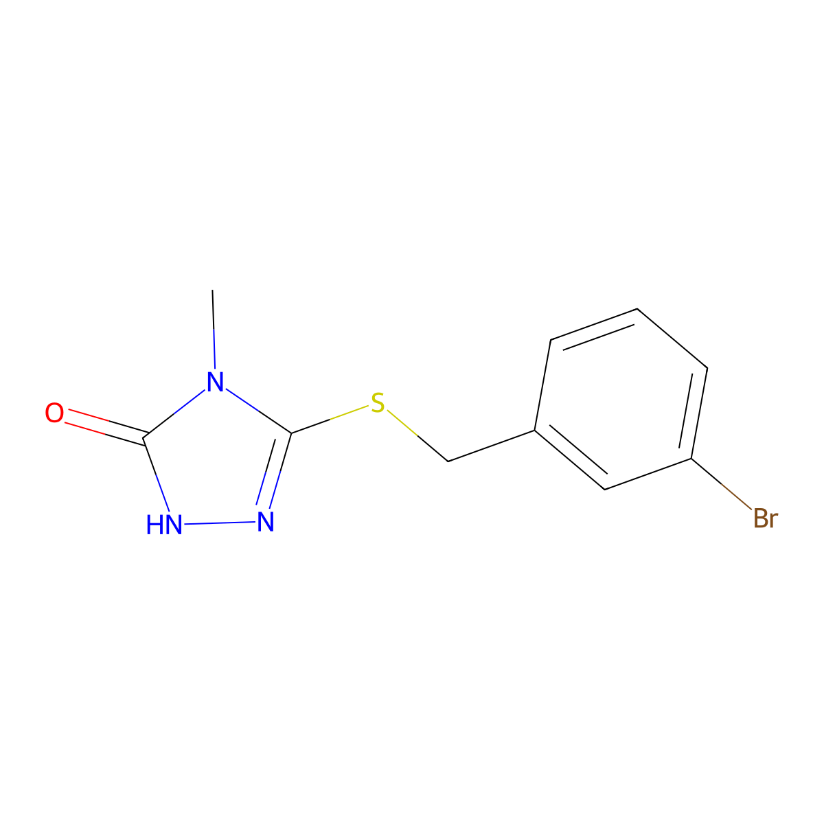 3-{[(3-bromophenyl)methyl]sulfanyl}-4-methyl-4,5-dihydro-1H-1,2,4-triazol-5-one molecular structure, CAS 1247381-85-6