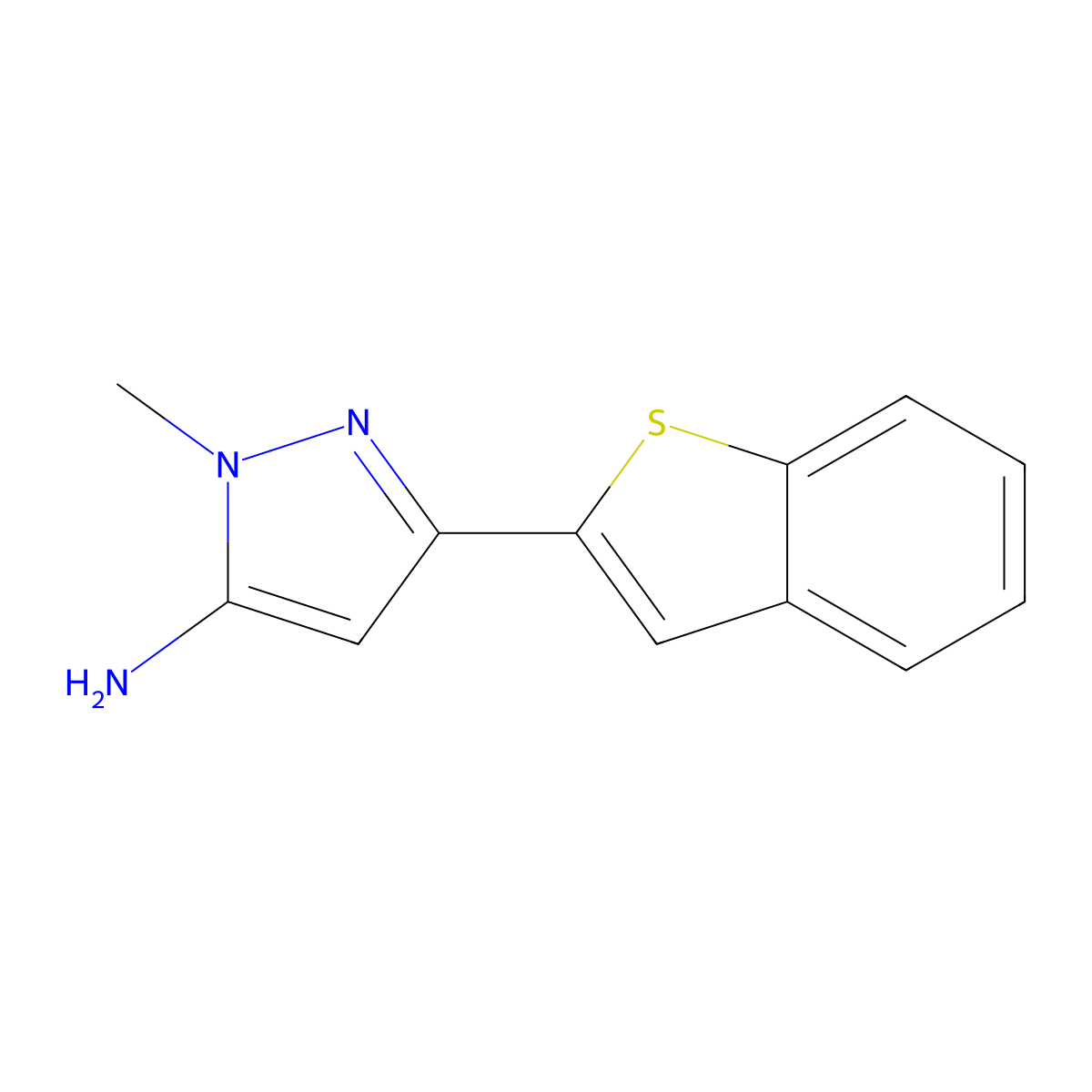 3-(1-benzothiophen-2-yl)-1-methyl-1H-pyrazol-5-amine molecular structure, CAS 1247382-45-1