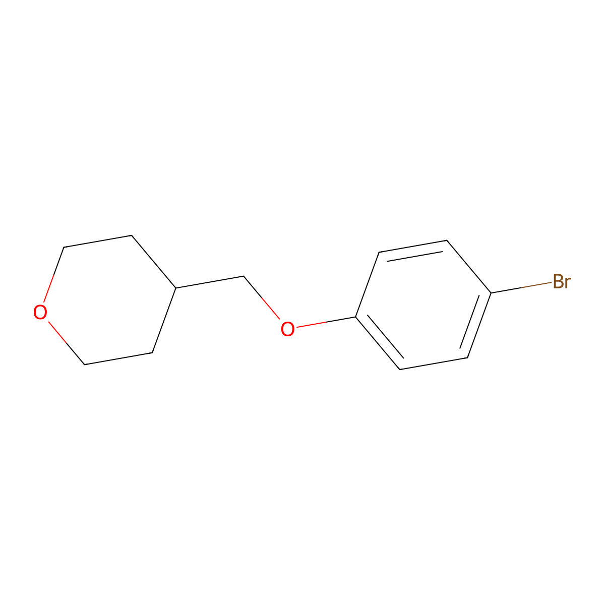4-((4-Bromophenoxy)methyl)tetrahydro-2H-pyran molecular structure, CAS 1247383-27-2