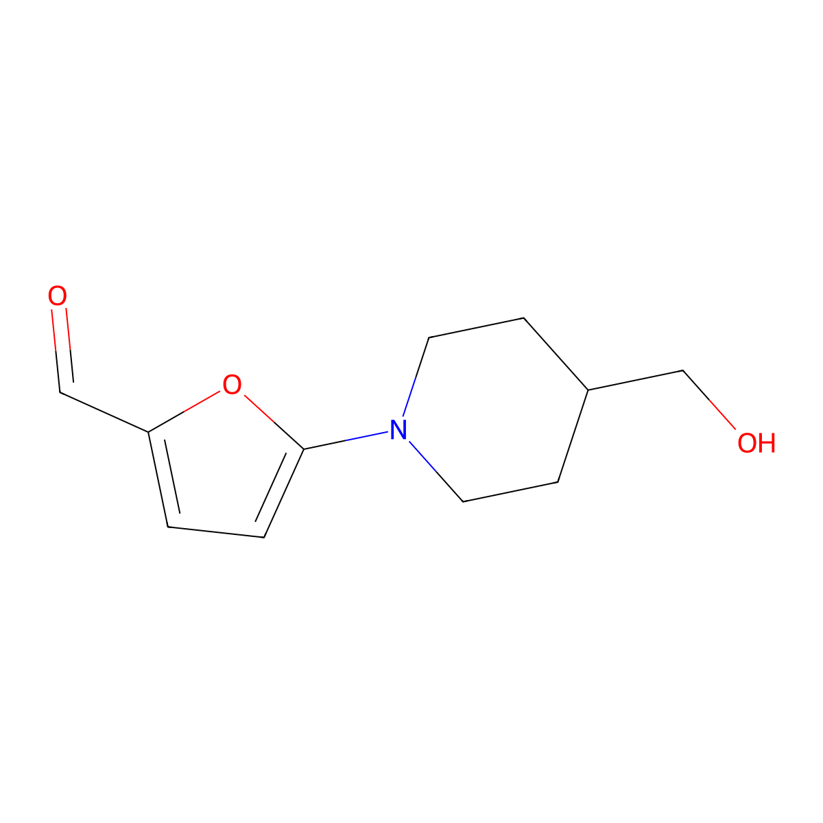 5-[4-(Hydroxymethyl)piperidin-1-yl]furan-2-carbaldehyde molecular structure, CAS 1247384-60-6