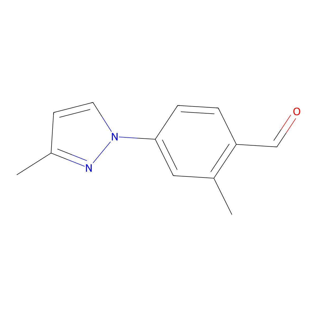 2-methyl-4-(3-methyl-1H-pyrazol-1-yl)benzaldehyde molecular structure, CAS 1247389-26-9