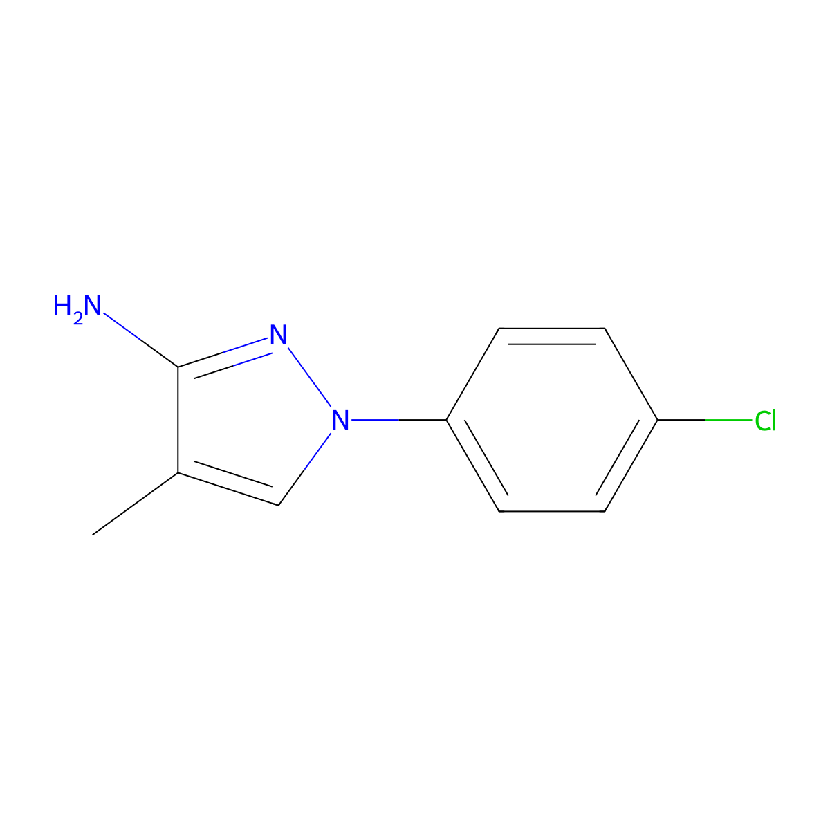 1-(4-chlorophenyl)-4-methyl-1H-pyrazol-3-amine molecular structure, CAS 1247390-15-3