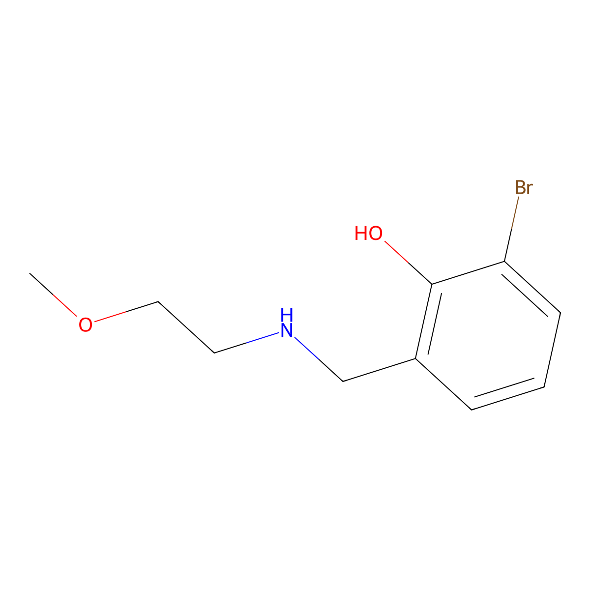 2-Bromo-6-{[(2-methoxyethyl)amino]methyl}phenol molecular structure, CAS 1247390-29-9