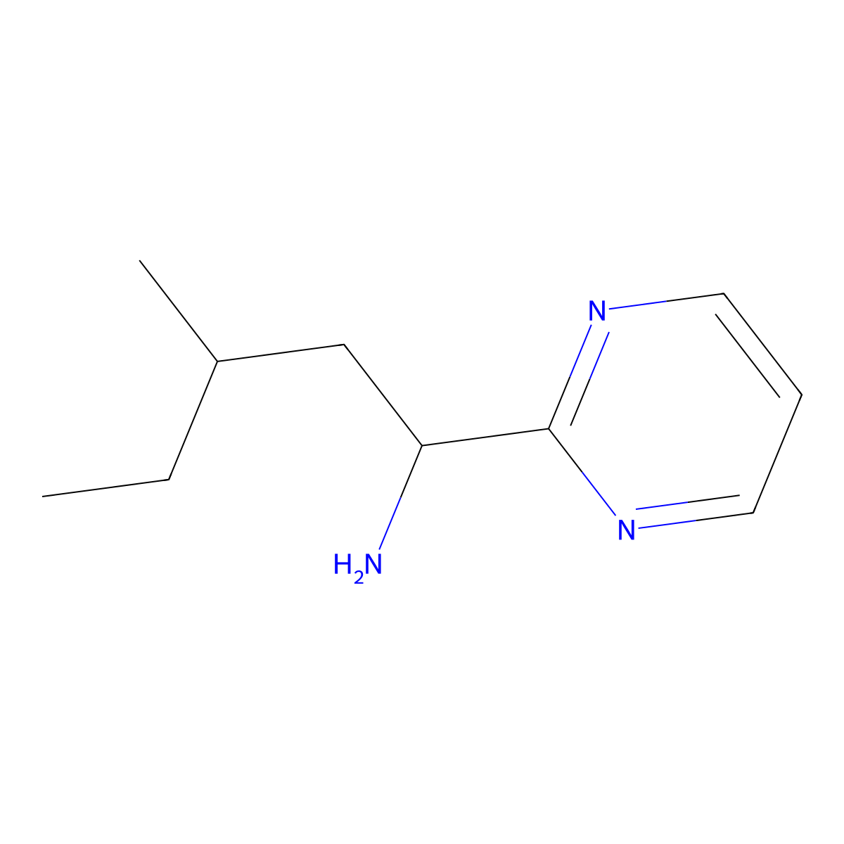 3-Methyl-1-(pyrimidin-2-yl)pentan-1-amine molecular structure, CAS 1247393-92-5