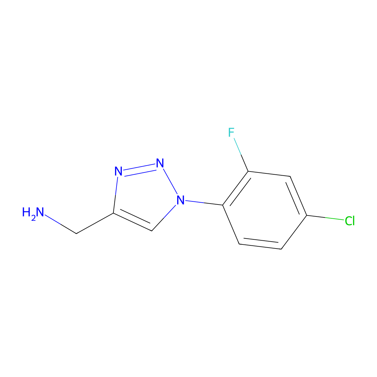 [1-(4-chloro-2-fluorophenyl)-1H-1,2,3-triazol-4-yl]methanamine molecular structure, CAS 1247396-07-1