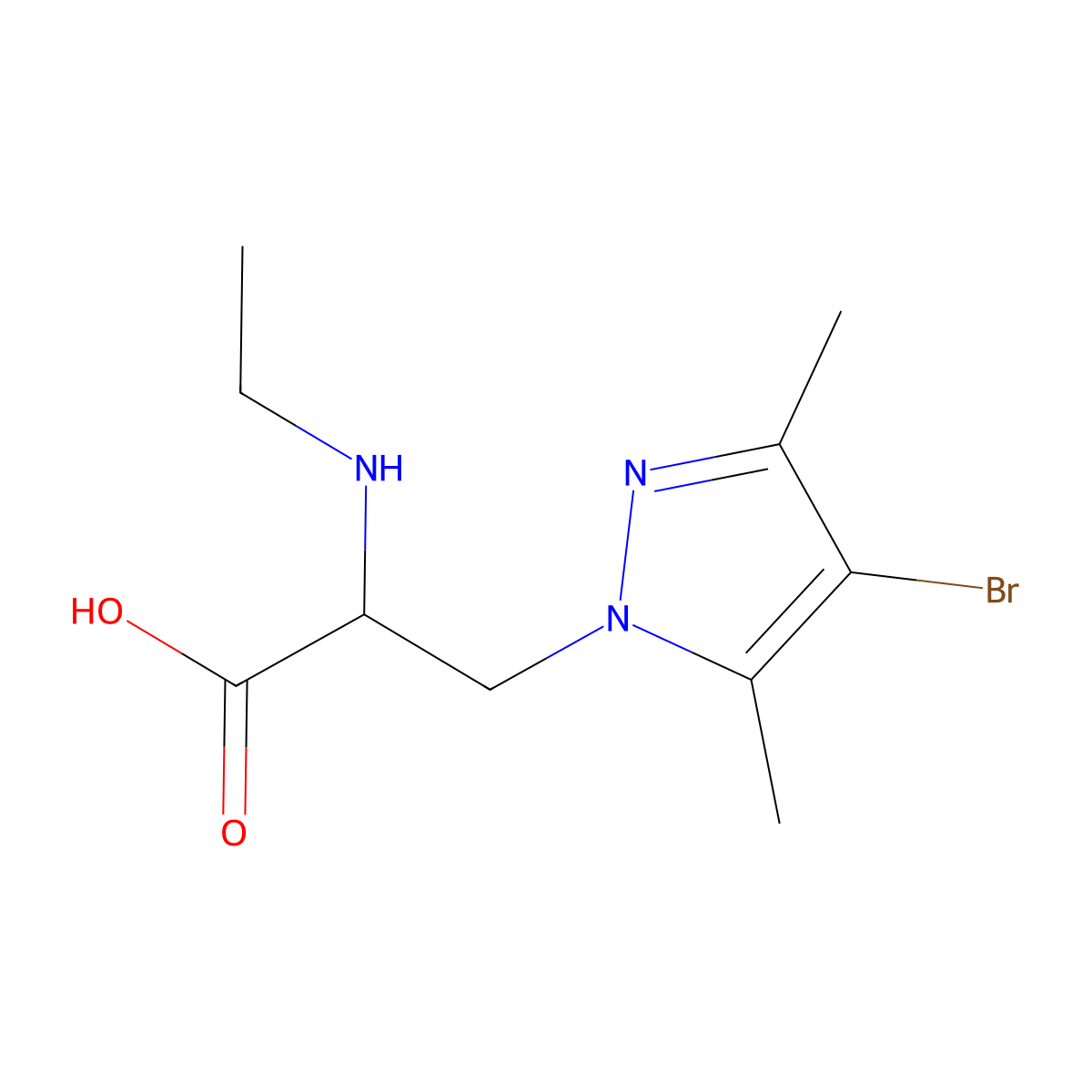 3-(4-Bromo-3,5-dimethyl-1h-pyrazol-1-yl)-2-(ethylamino)propanoic acid molecular structure, CAS 1247399-20-7