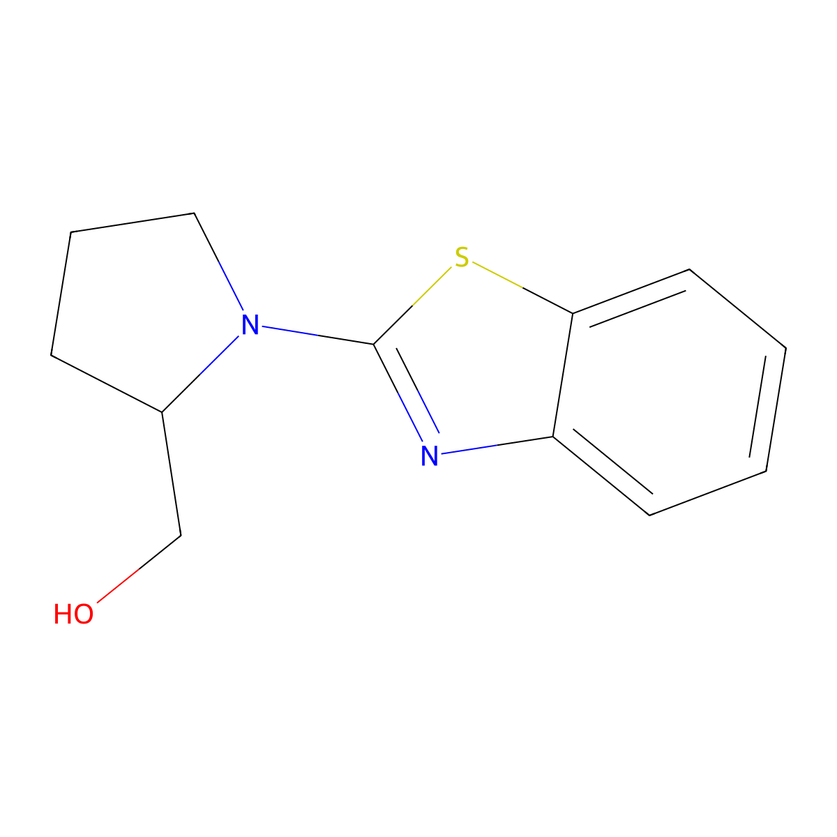 (1-(Benzo[d]thiazol-2-yl)pyrrolidin-2-yl)methanol molecular structure, CAS 1247403-33-3