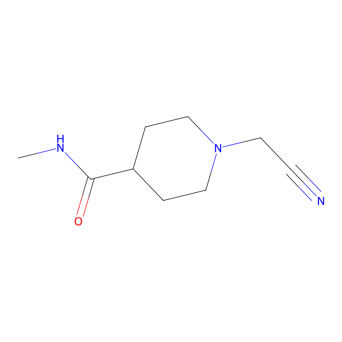 1-(cyanomethyl)-N-methylpiperidine-4-carboxamide molecular structure, CAS 1247403-44-6