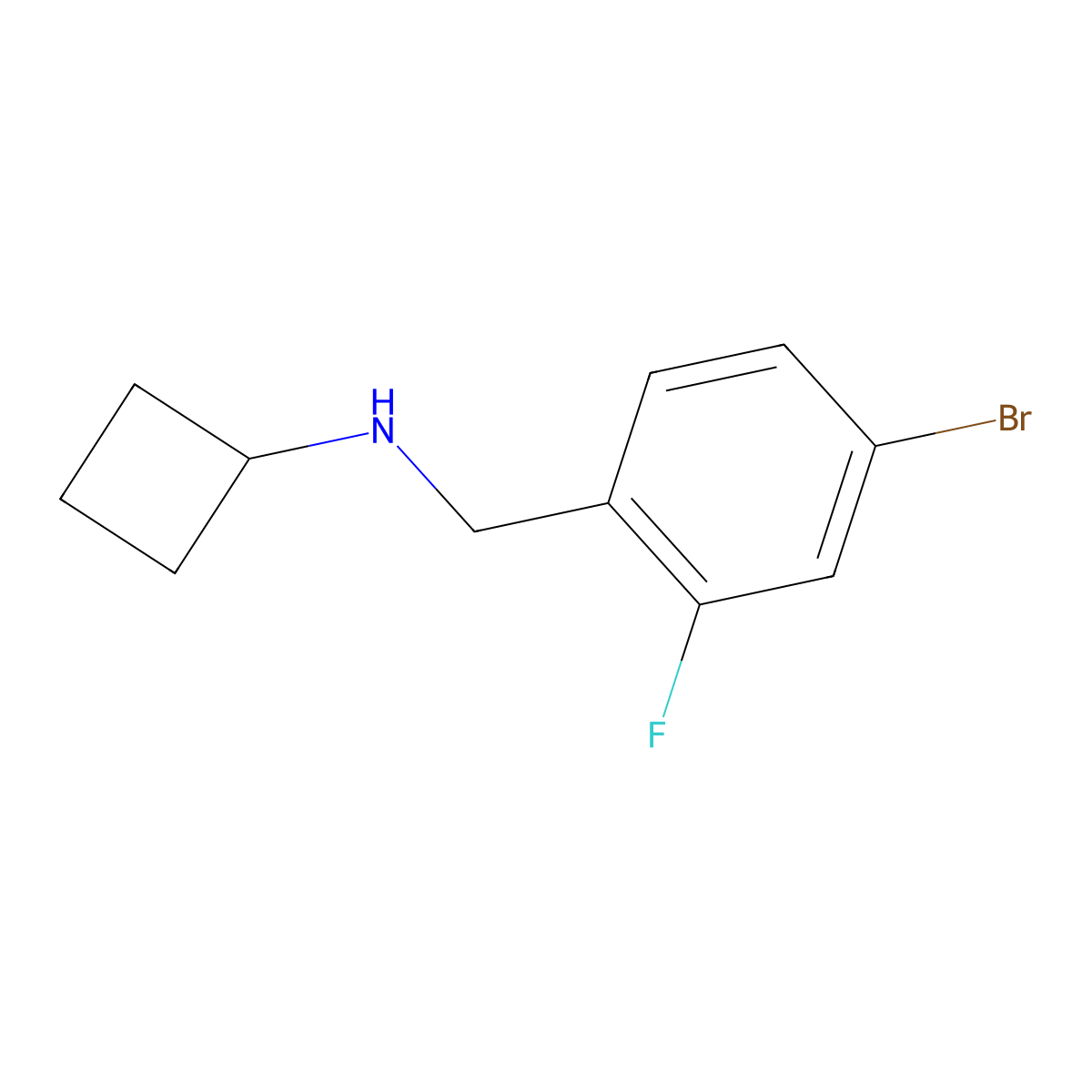 N-[(4-bromo-2-fluorophenyl)methyl]cyclobutanamine molecular structure, CAS 1247404-25-6
