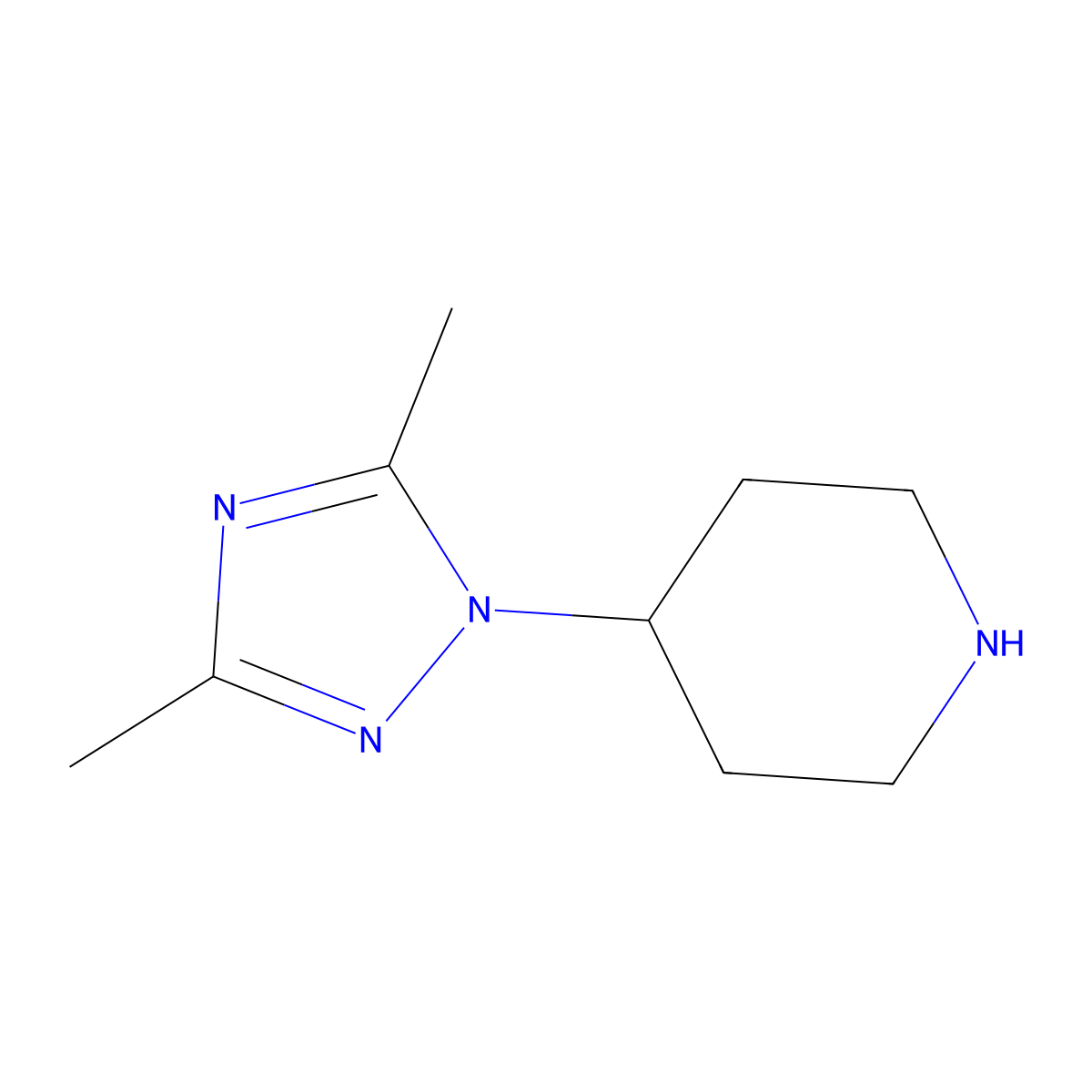 4-(dimethyl-1H-1,2,4-triazol-1-yl)piperidine molecular structure, CAS 1247405-15-7