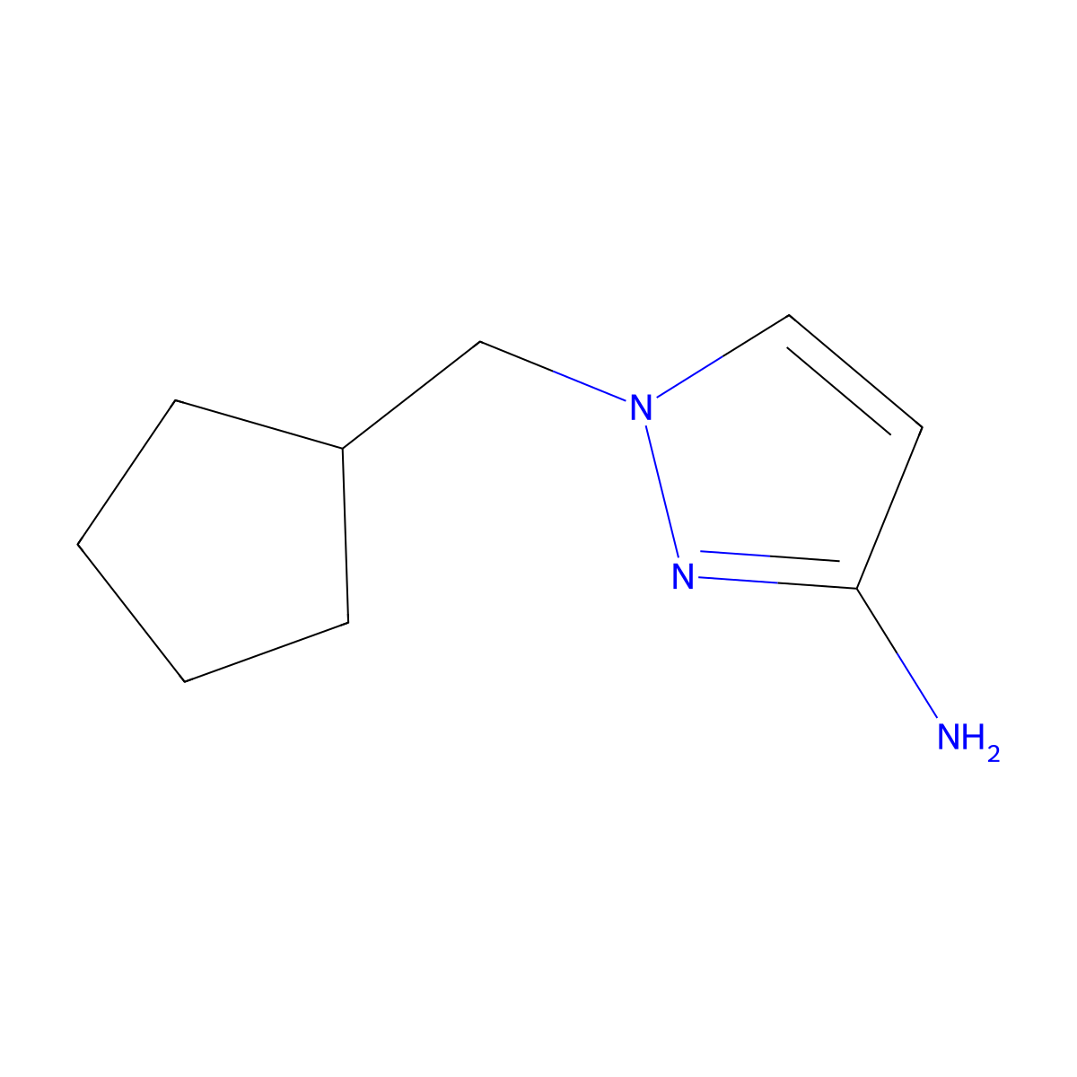 1-(Cyclopentylmethyl)-1H-pyrazol-3-amine molecular structure, CAS 1247406-57-0