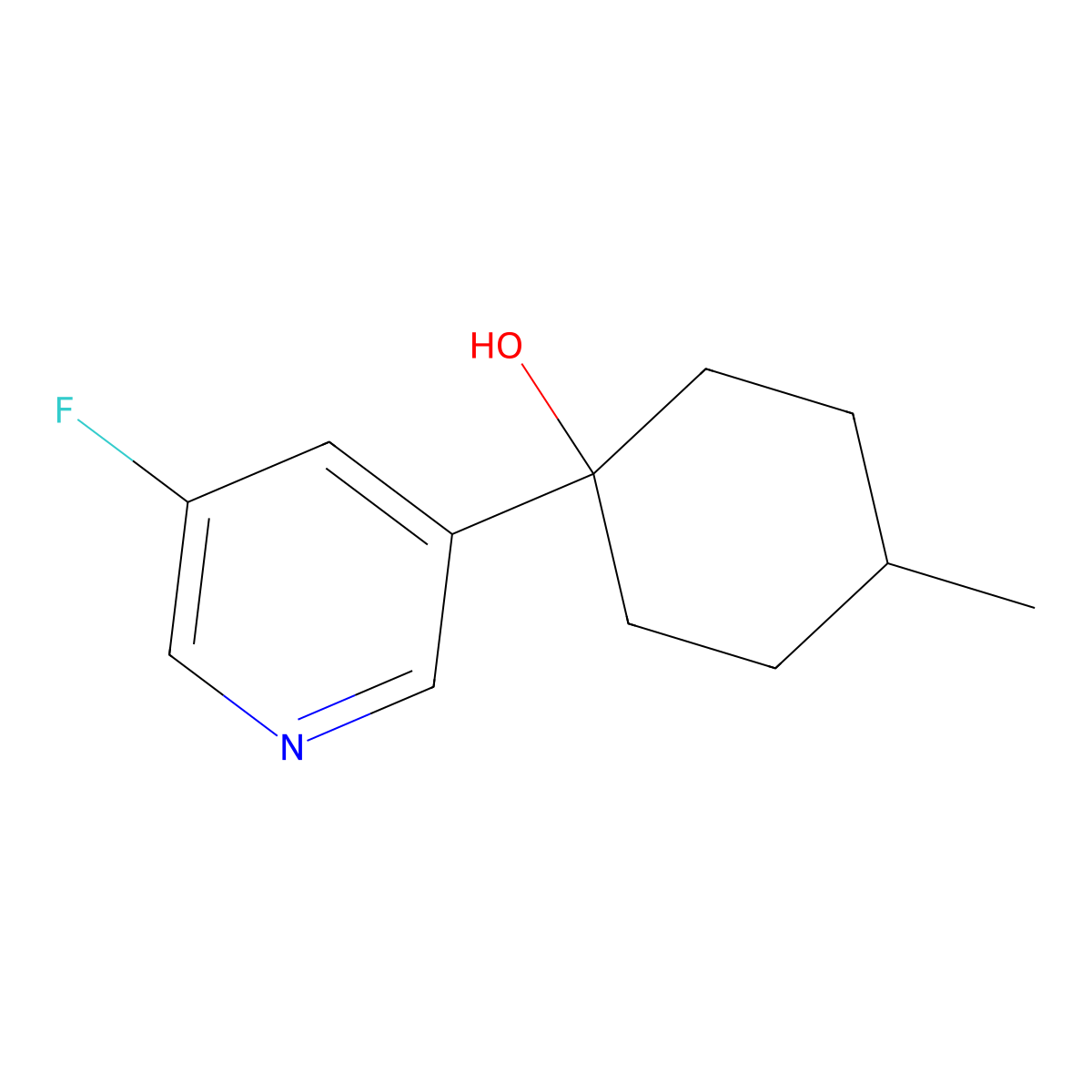 1-(5-Fluoro-3-pyridinyl)-4-methylcyclohexanol molecular structure, CAS 1247409-54-6
