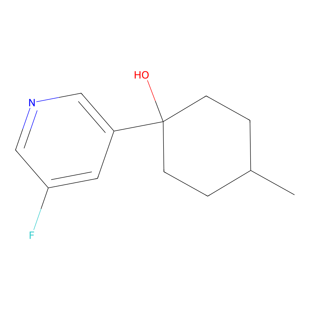 1-(5-Fluoro-3-pyridinyl)-4-methylcyclohexanol molecular structure, CAS 1247409-54-6
