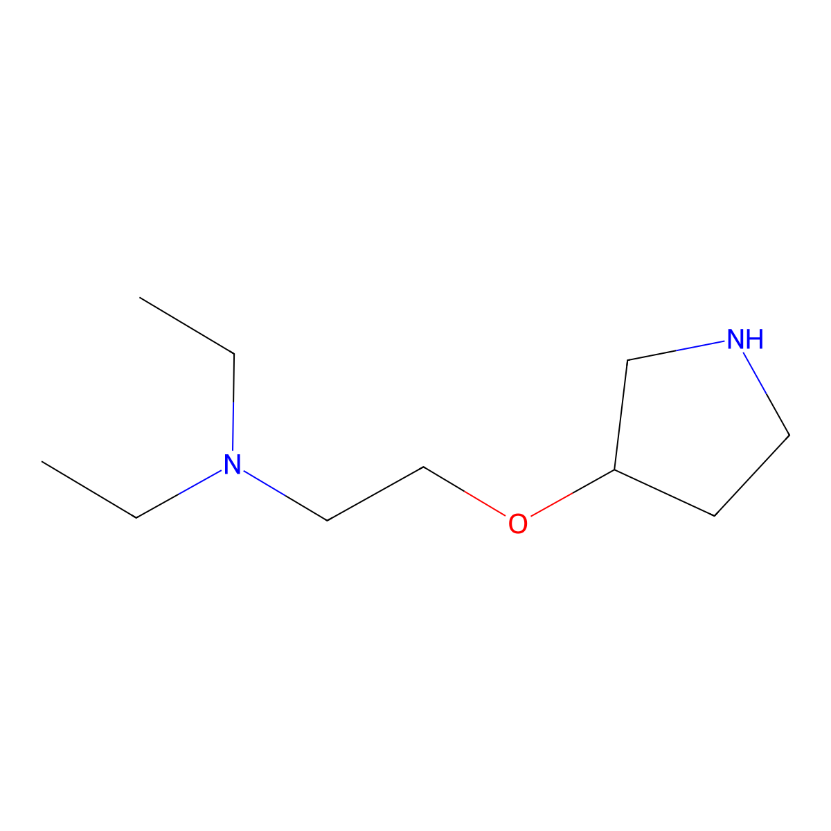 Diethyl[2-(pyrrolidin-3-yloxy)ethyl]amine molecular structure, CAS 1247410-58-7