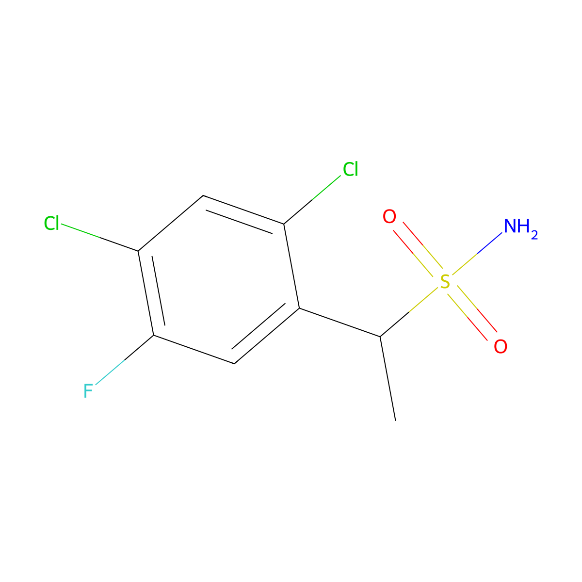 1-(2,4-Dichloro-5-fluorophenyl)ethane-1-sulfonamide molecular structure, CAS 1247410-96-3