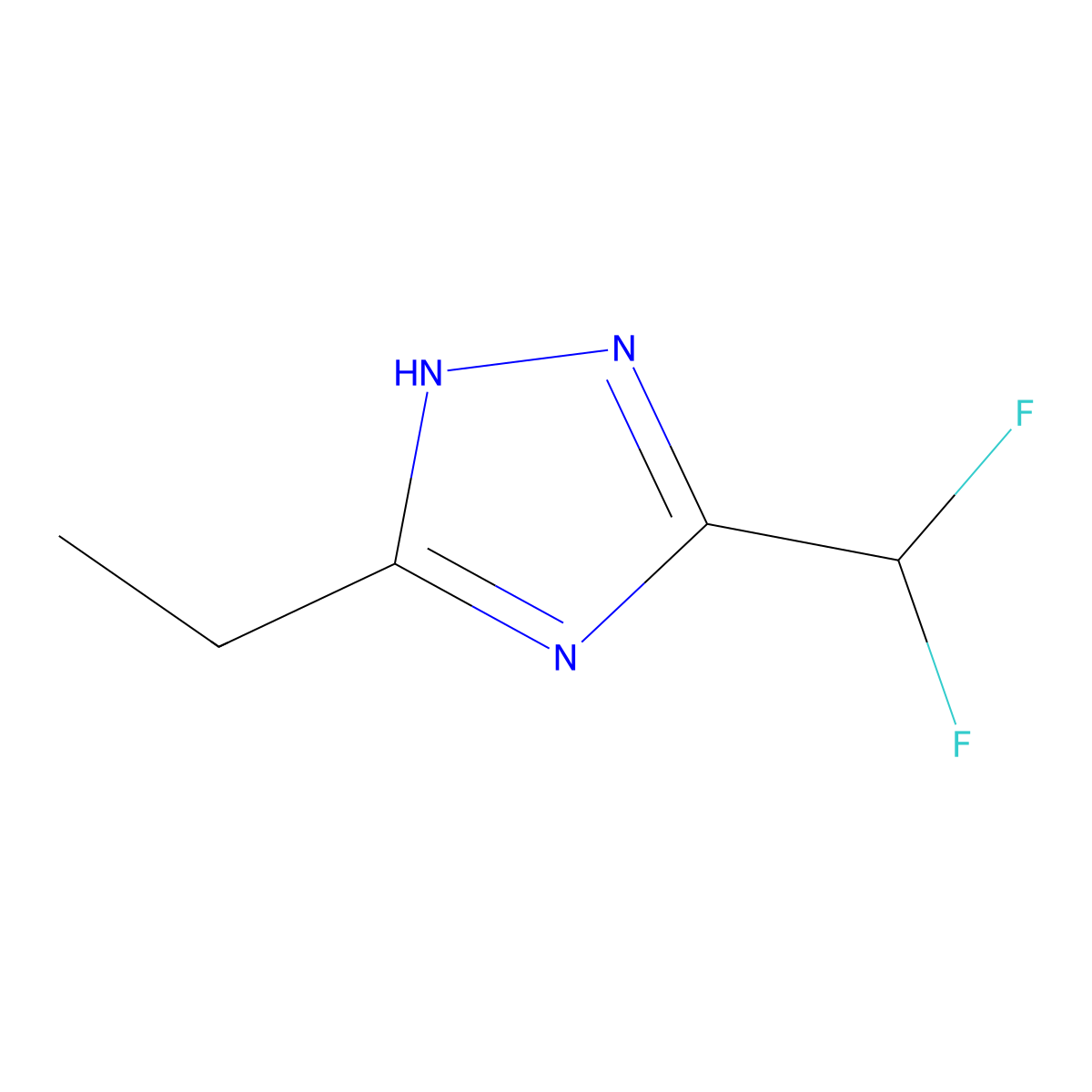 5-(difluoromethyl)-3-ethyl-1H-1,2,4-triazole molecular structure, CAS 1247413-25-7