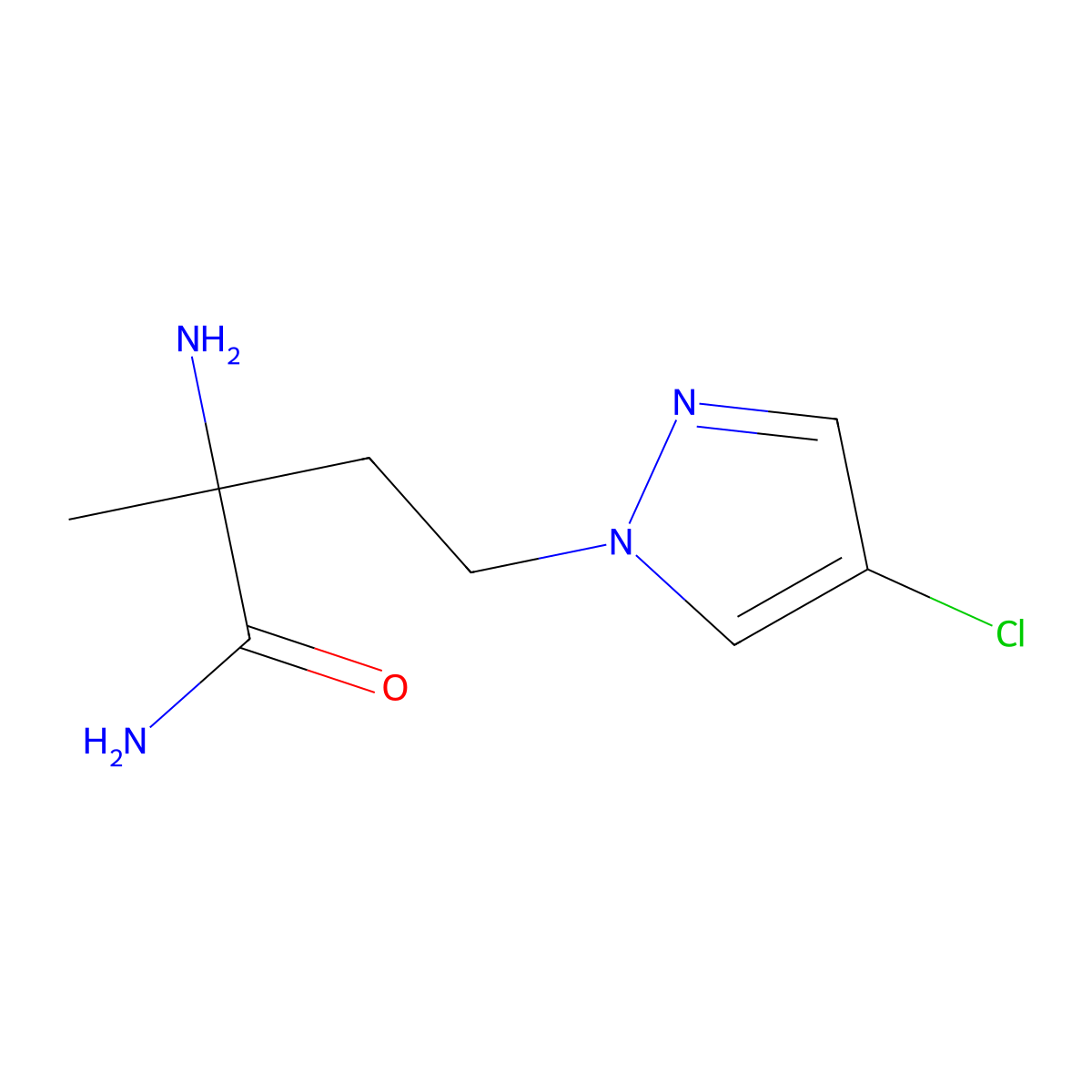 2-Amino-4-(4-chloro-1h-pyrazol-1-yl)-2-methylbutanamide molecular structure, CAS 1247416-10-9
